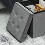 Voir la diapositive 5 : HOMCOM Pouf coffre velours effet capitonné pliable - pouf de rangement - dim. 38x38x38cm - gris