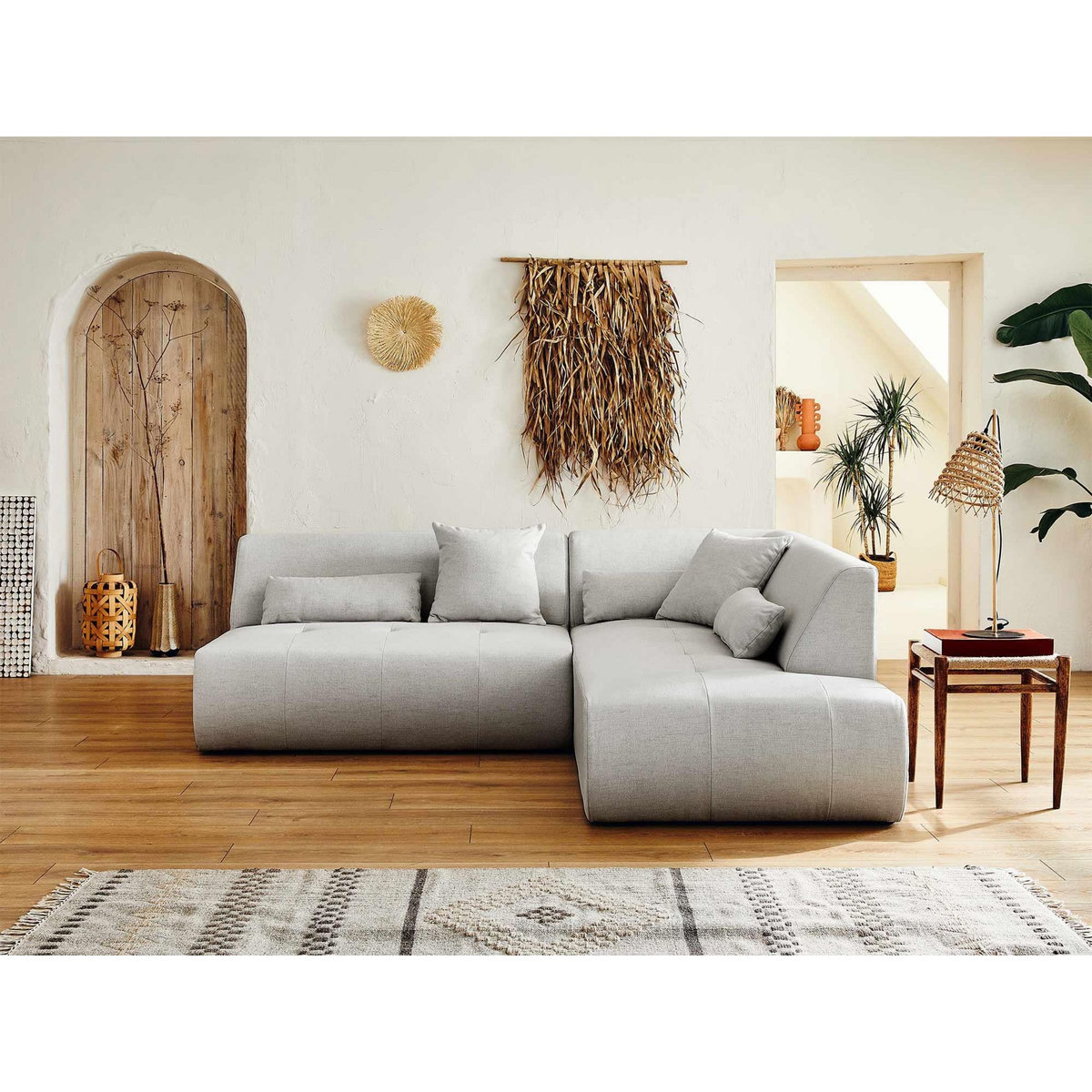 LISA DESIGN Onyx - canapé modulable d'angle droit 5 places - en tissu