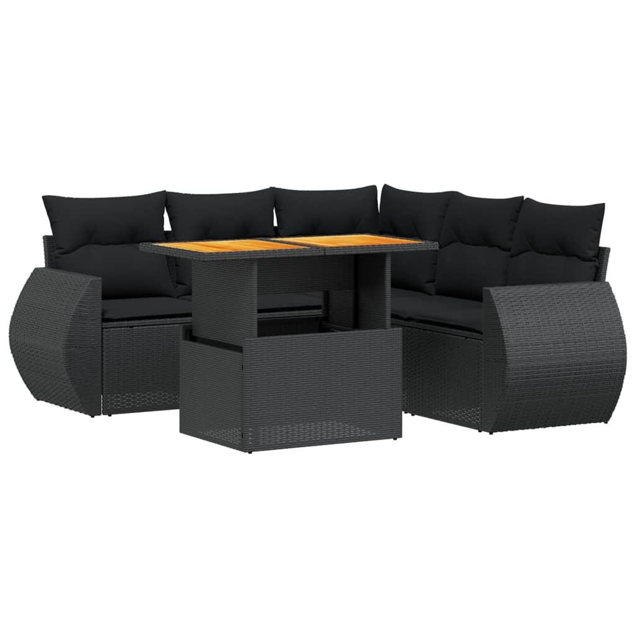 Voir la diapositive 2 : VIDAXL Salon de jardin 6 pcs avec coussins noir resine tressee