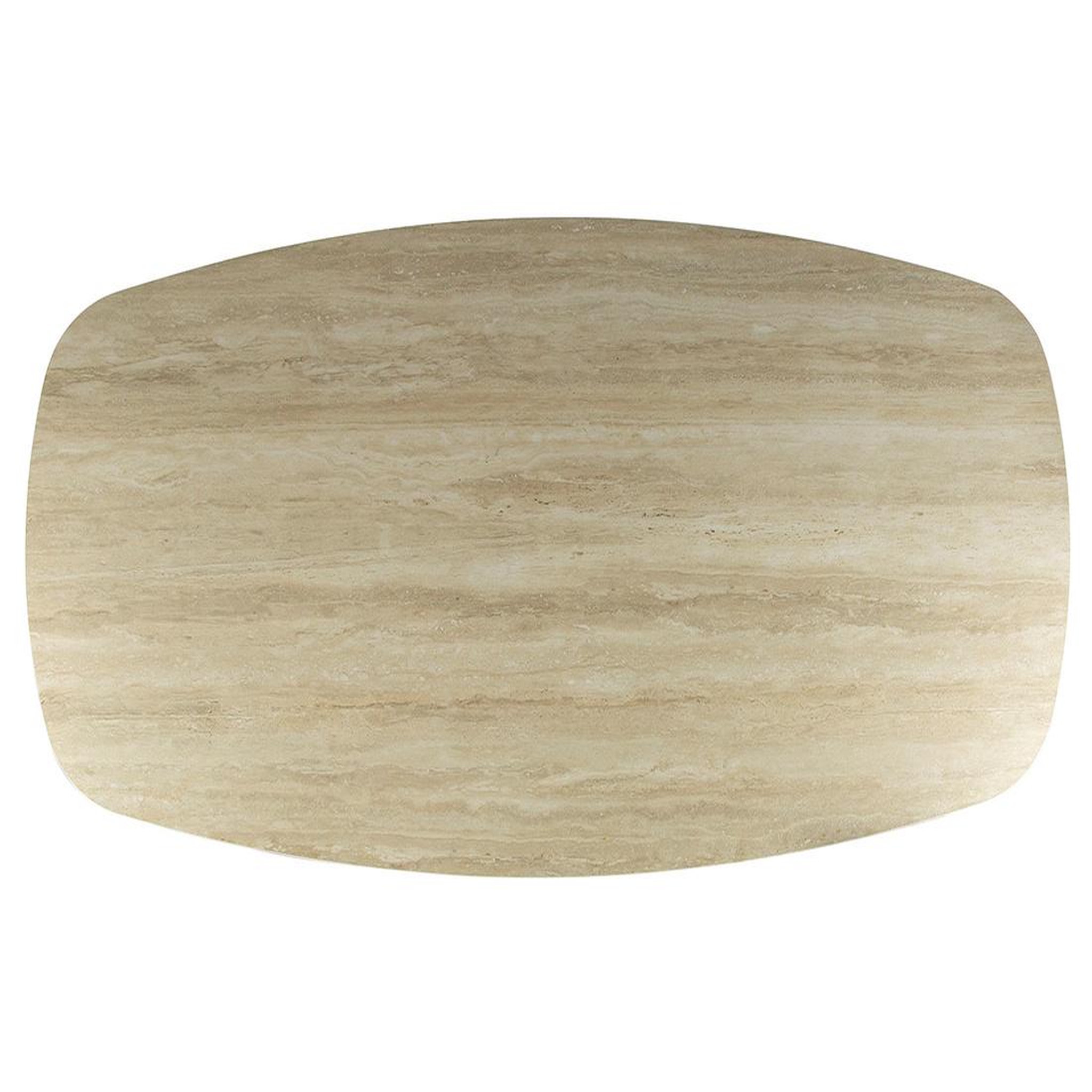 Voir la diapositive 4 : BEST MOBILIER Ruben - table à manger - plateau en céramique 3d effet travertin - pieds en acier - 4 à 6 personnes