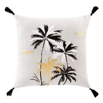 Paris Prix Coussin Déco Pompons  Papeete  45x45cm Noir