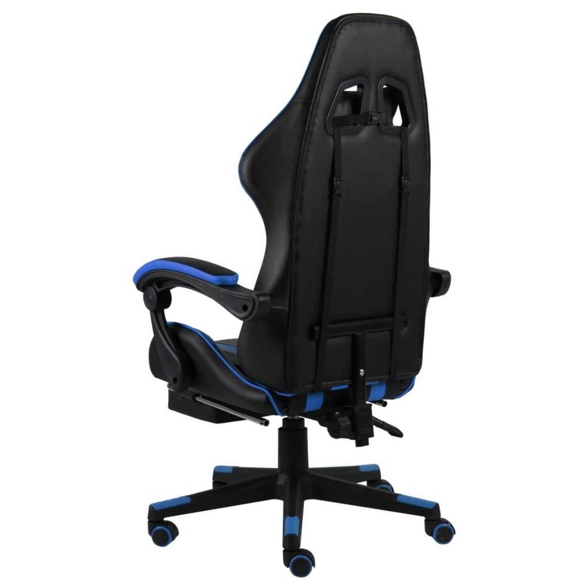 VIDAXL Fauteuil de jeux video avec repose-pied Noir et bleu Similicuir