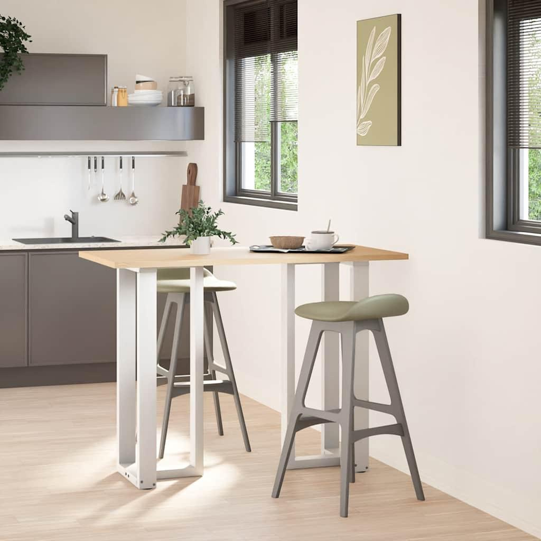 Voir la diapositive 2 : VIDAXL Pieds de table de bar forme de T 2 pcs blanc 40x35x(100-101) cm