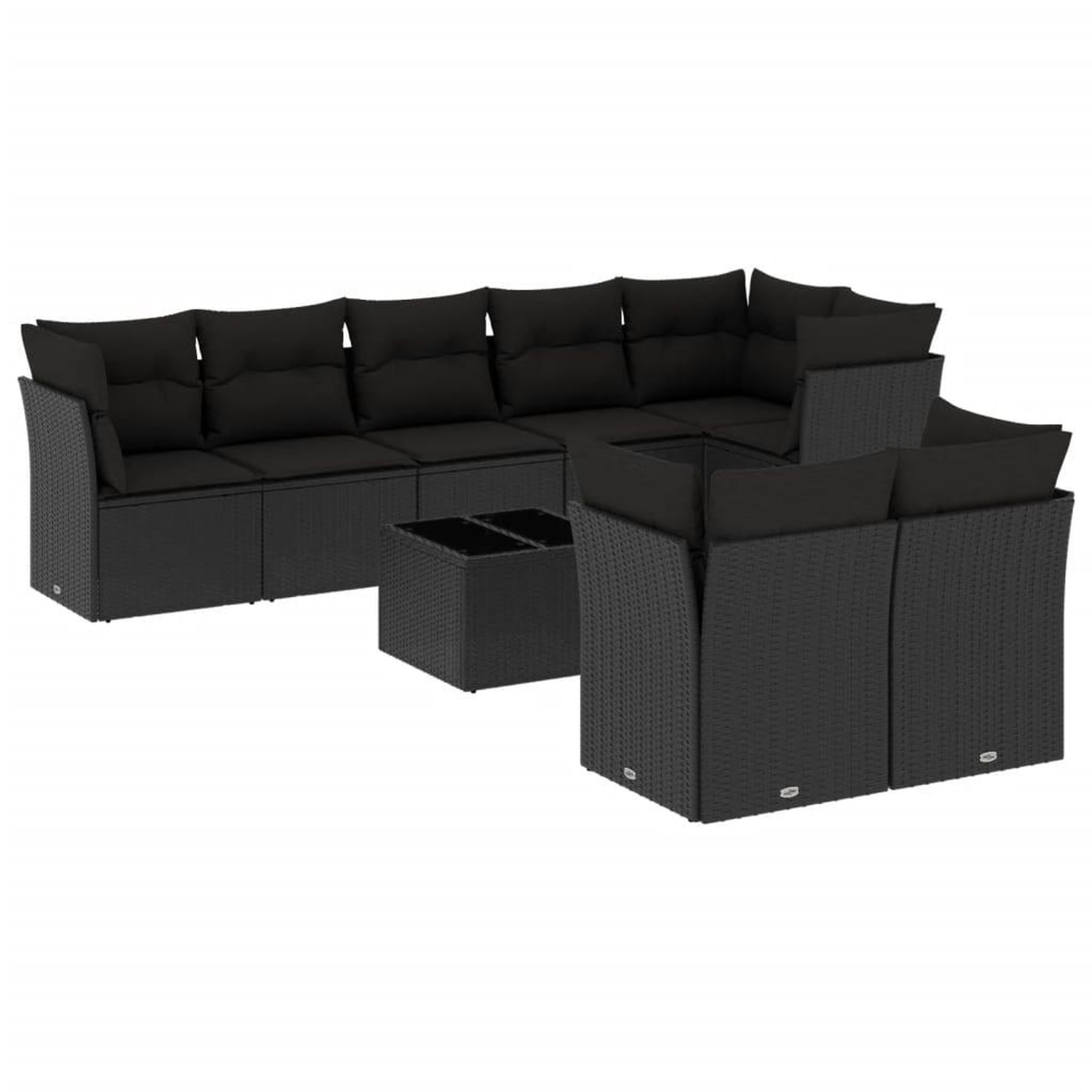 Voir la diapositive 2 : VIDAXL Salon de jardin 9 pcs avec coussins noir resine tressee