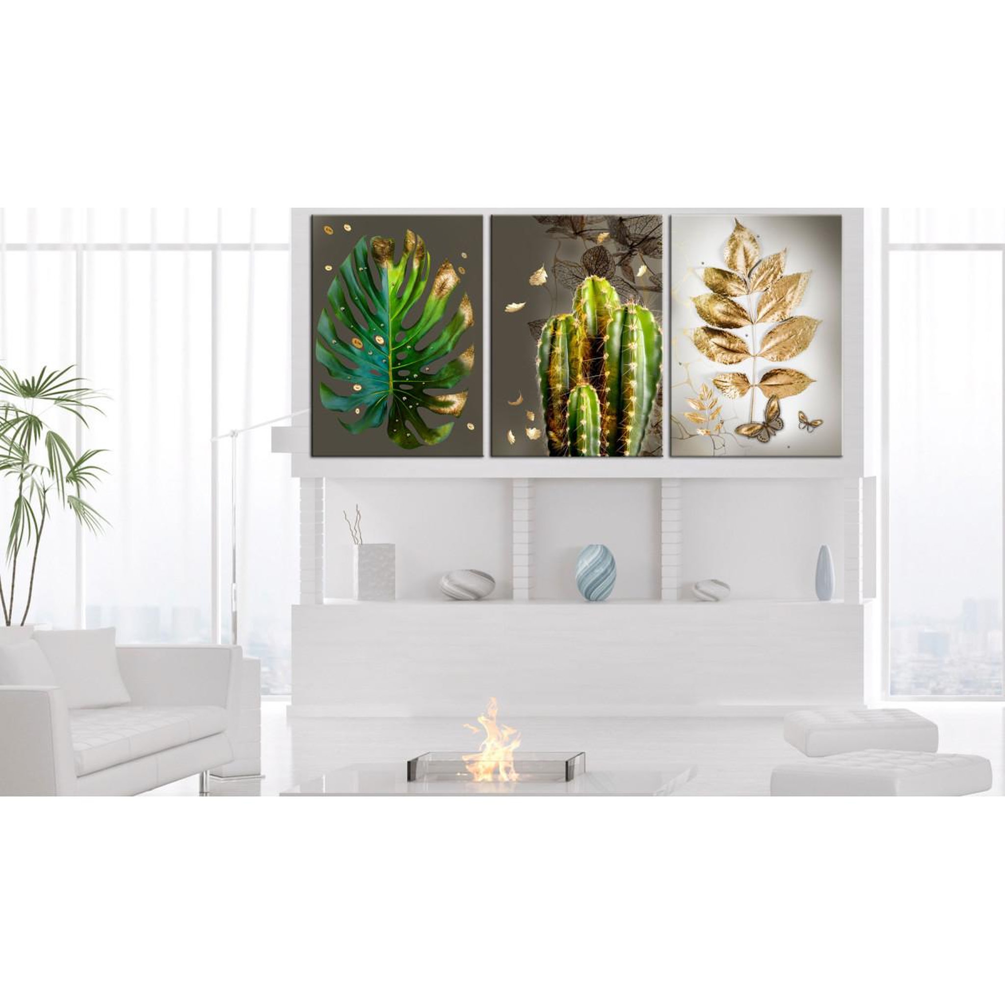 Voir la diapositive 2 : Paris Prix Tableau imprimé  covered in gold 3 panneaux  60x120cm