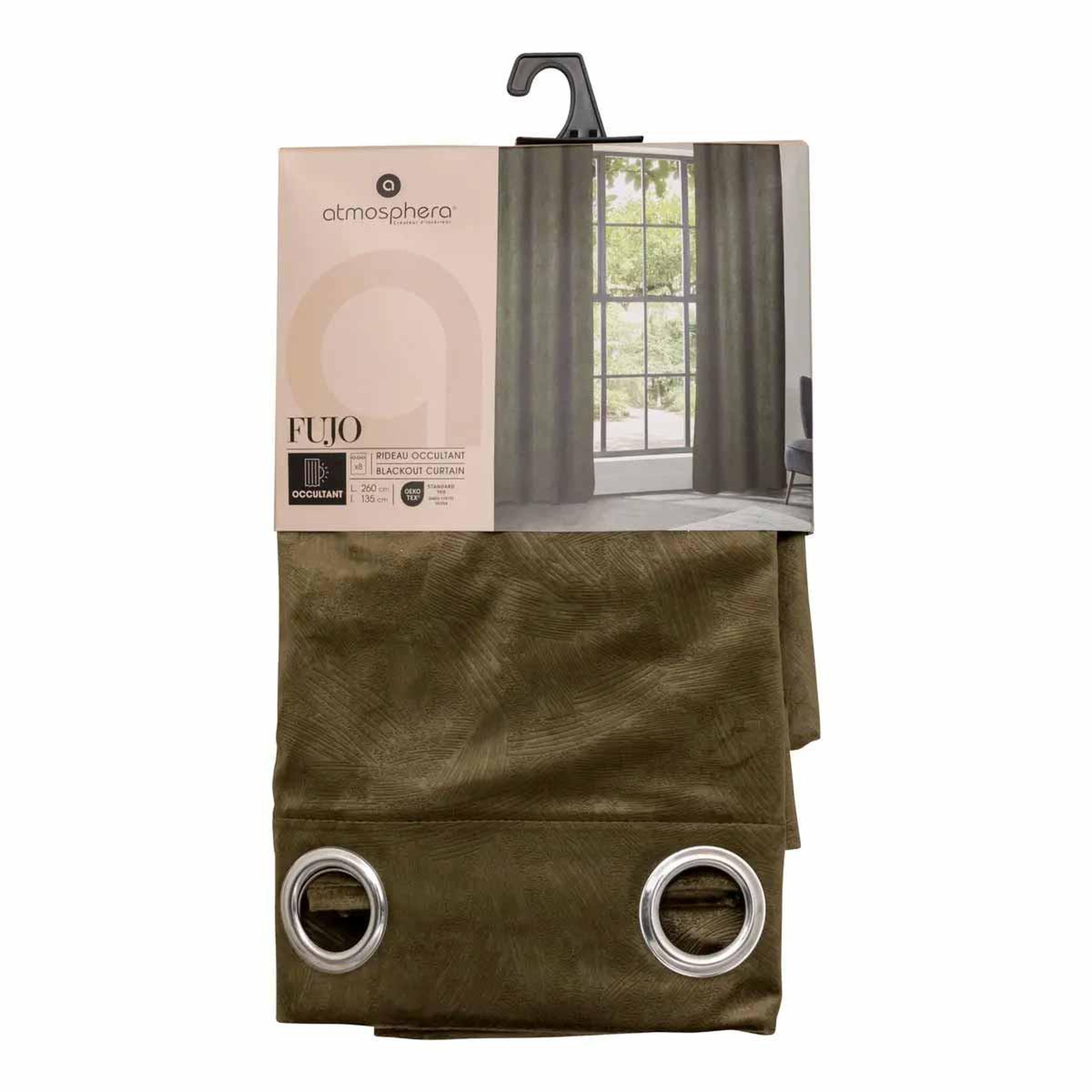 Voir la diapositive 3 : ATMOSPHERA Rideau occultant  fujo  135x260cm vert kaki