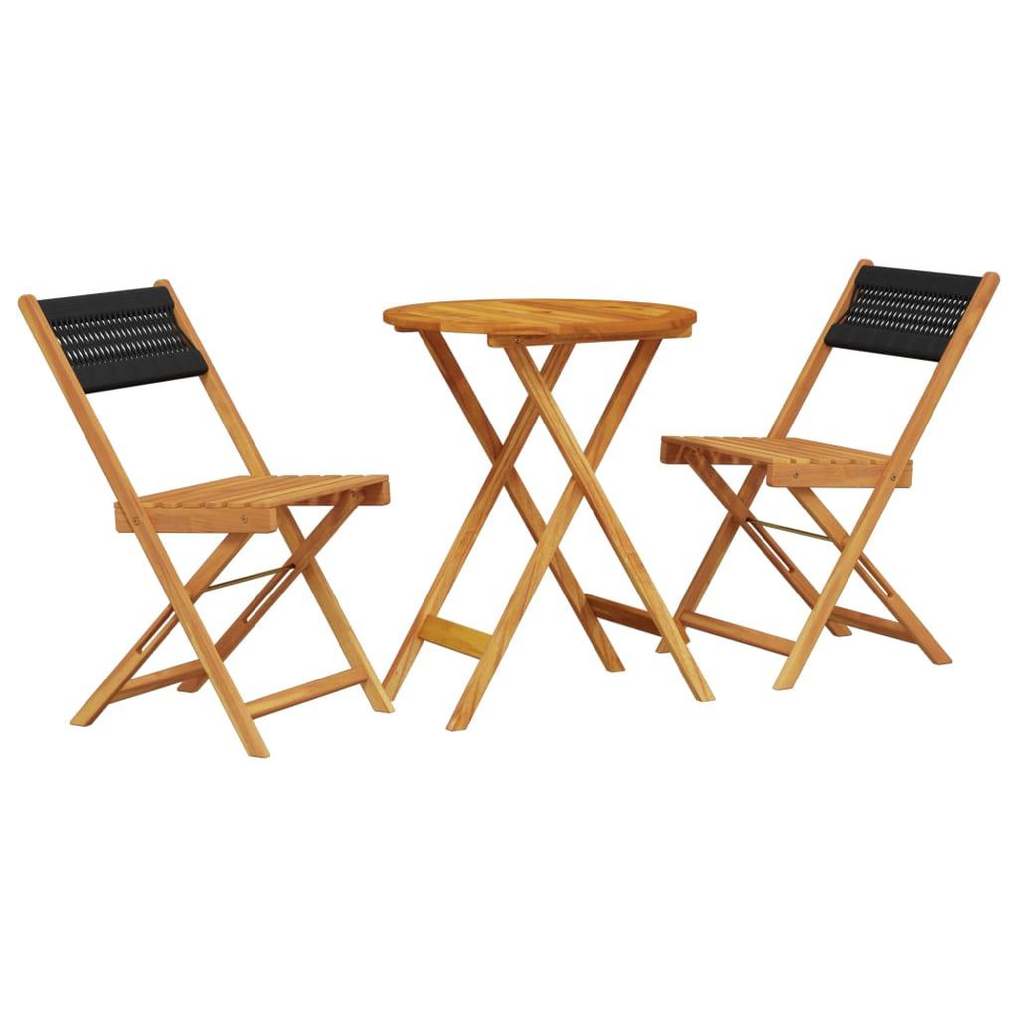 Voir la diapositive 2 : VIDAXL Ensemble de bistro 3 pcs noir polypropylene et bois massif
