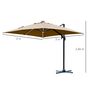 Voir la diapositive 3 : OUTSUNNY Parasol déporté carré parasol LED inclinable pivotant 360° manivelle piètement acier dim. 3L x 3l x 2,66H m beige