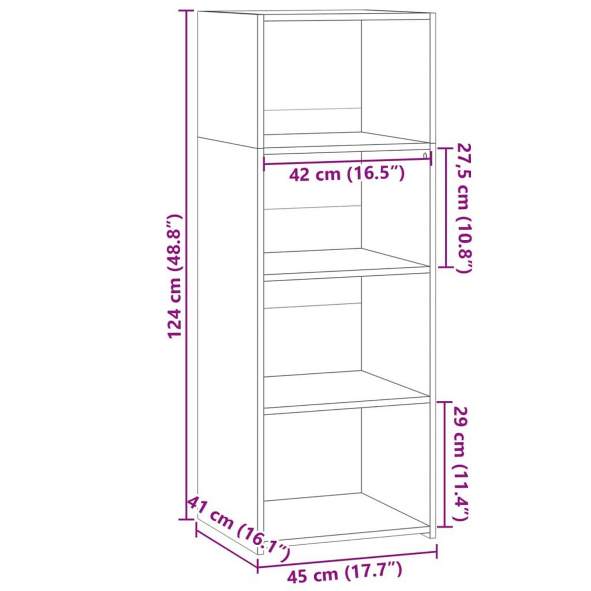 VIDAXL Buffet haut chene marron 45x41x124 cm bois d'ingenierie