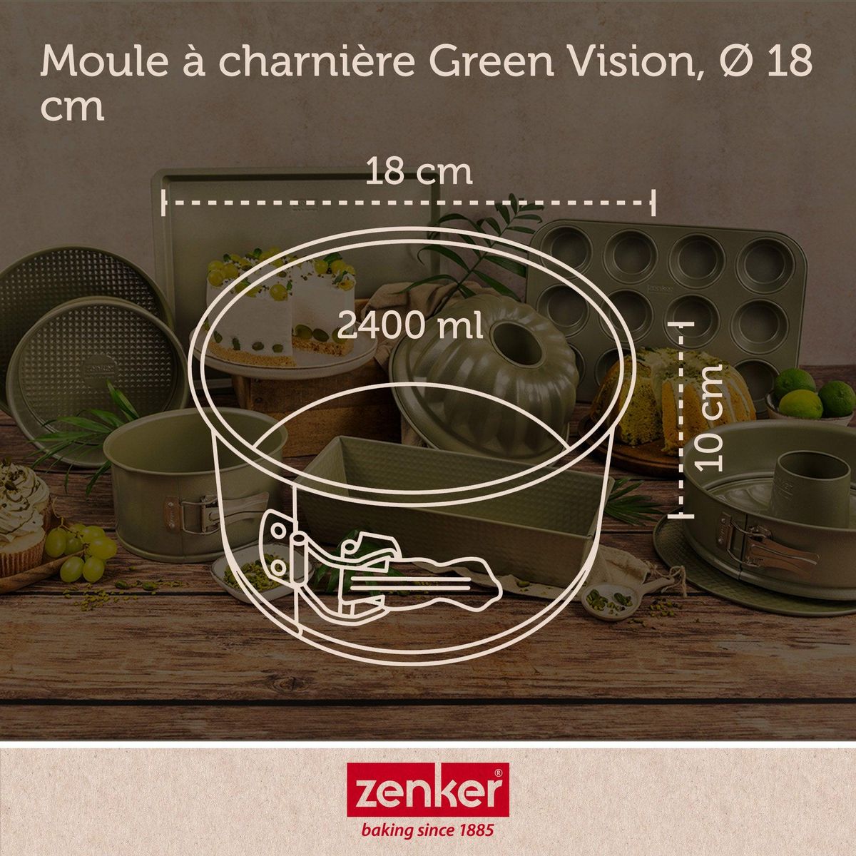 ZENKER Ensemble de 2 Moules à panettone à charnière 18 cm Zenker Green Vision