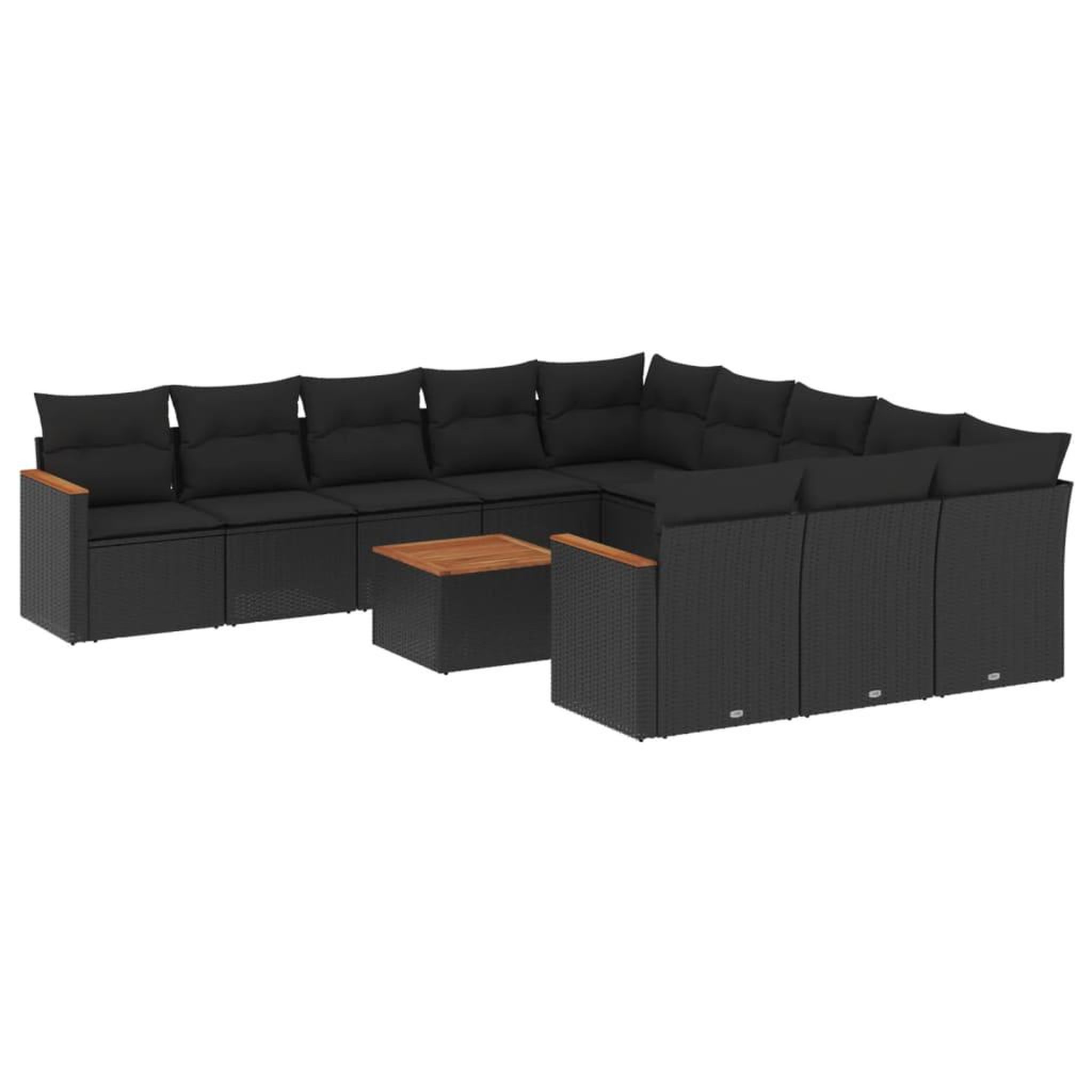 Voir la diapositive 2 : VIDAXL Salon de jardin 12 pcs avec coussins noir resine tressee