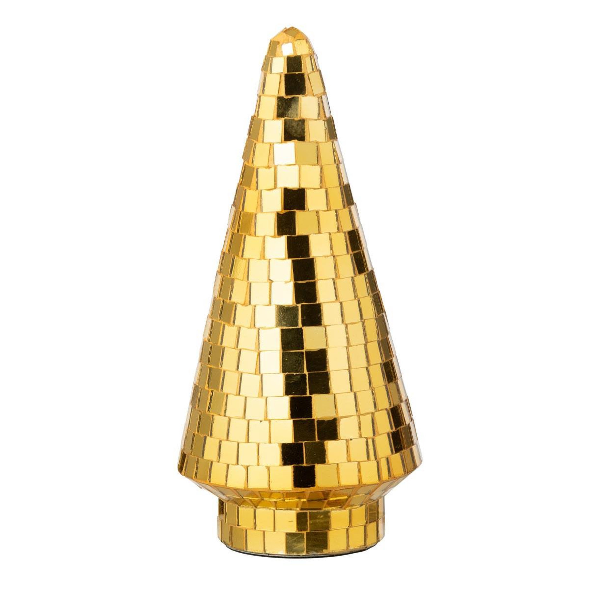 J-LINE Arbre disco en verre  miroir  23cm jaune
