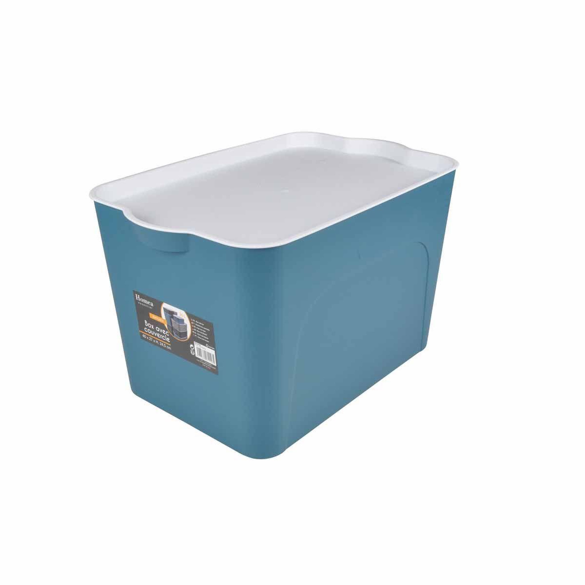 Voir la diapositive 3 : HOMEA Boîte de rangement déco  pratique  24l bleu