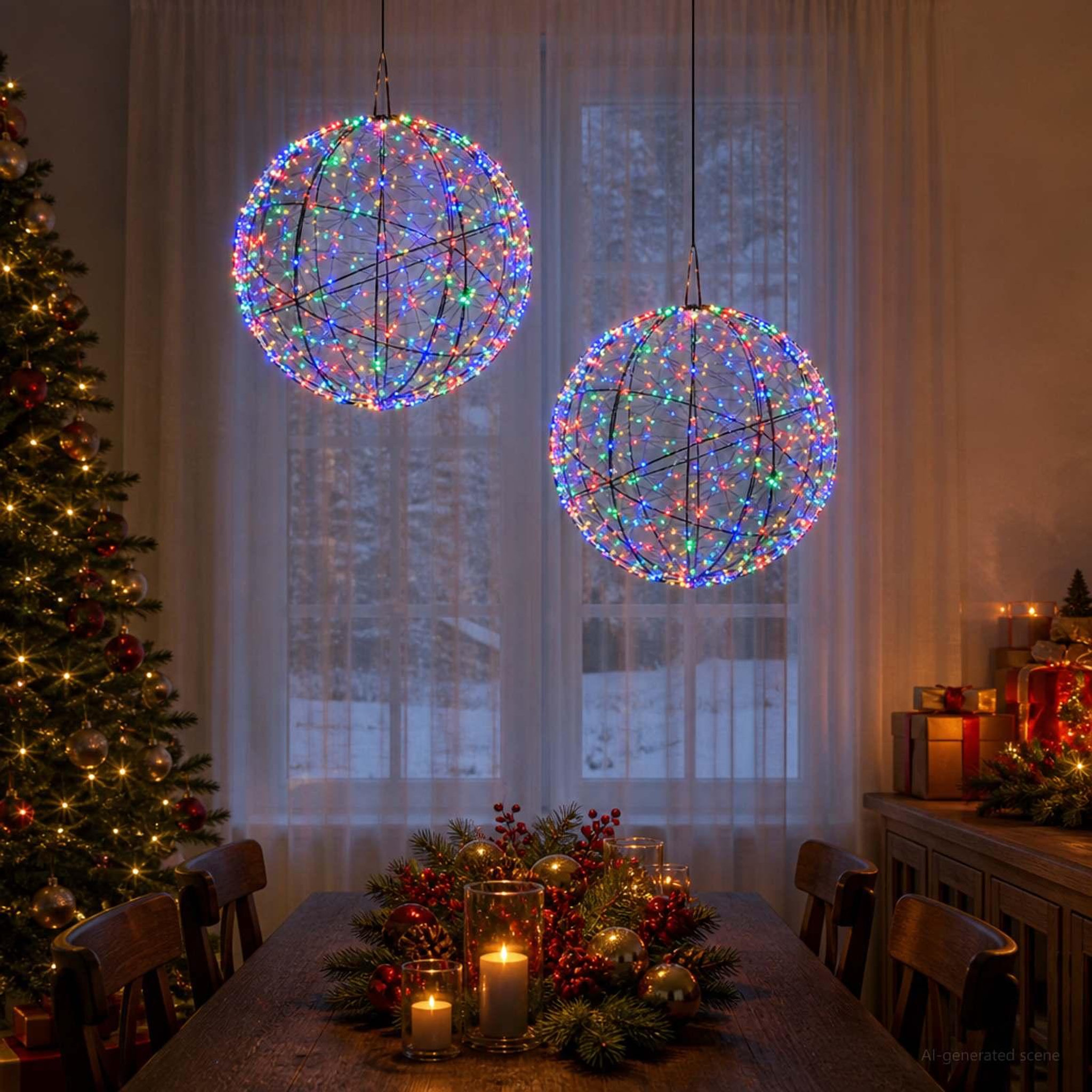 Voir la diapositive 4 : VIDAXL Lumiere de finial de Noël 2 pc 1500 LED Multicolore