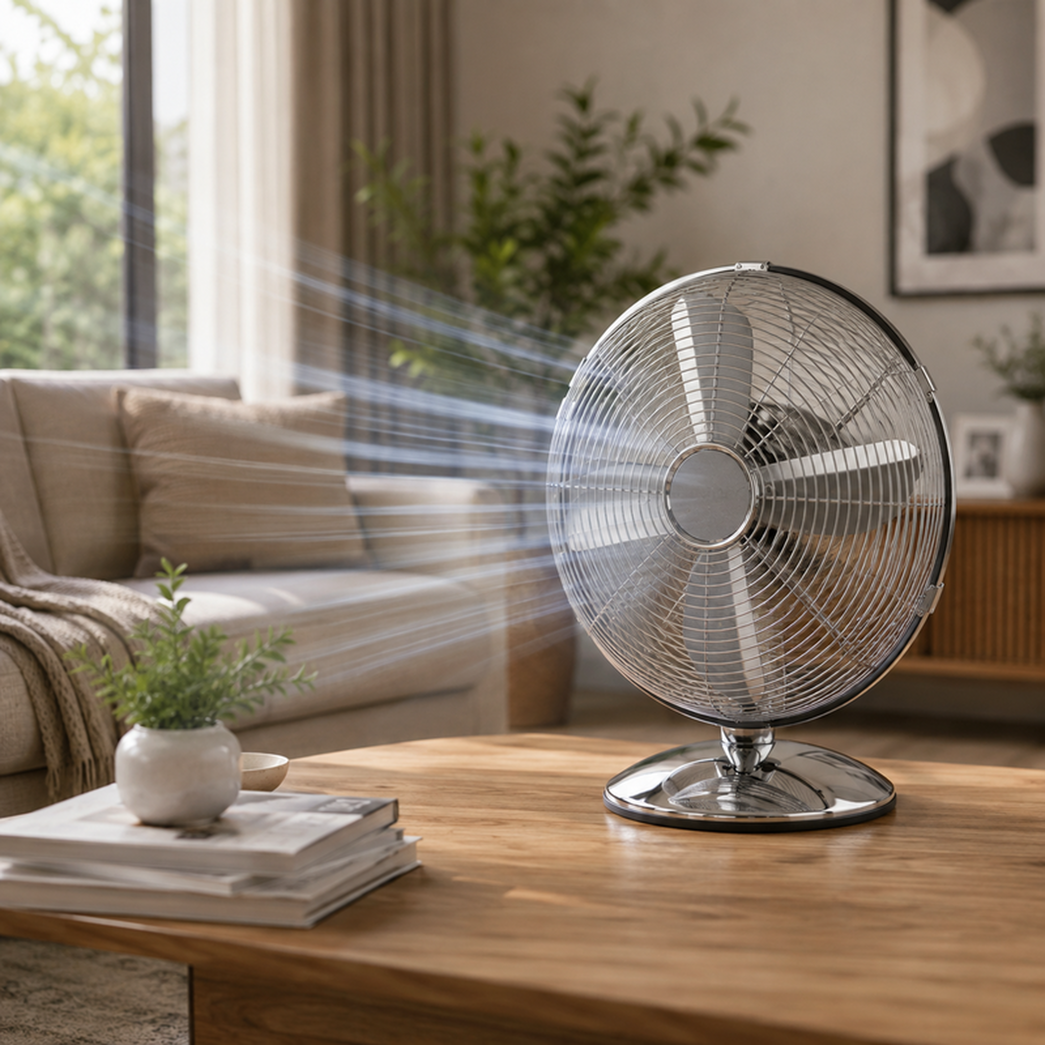 Voir la diapositive 3 : Ventilateur de table en métal 30 cm – inox