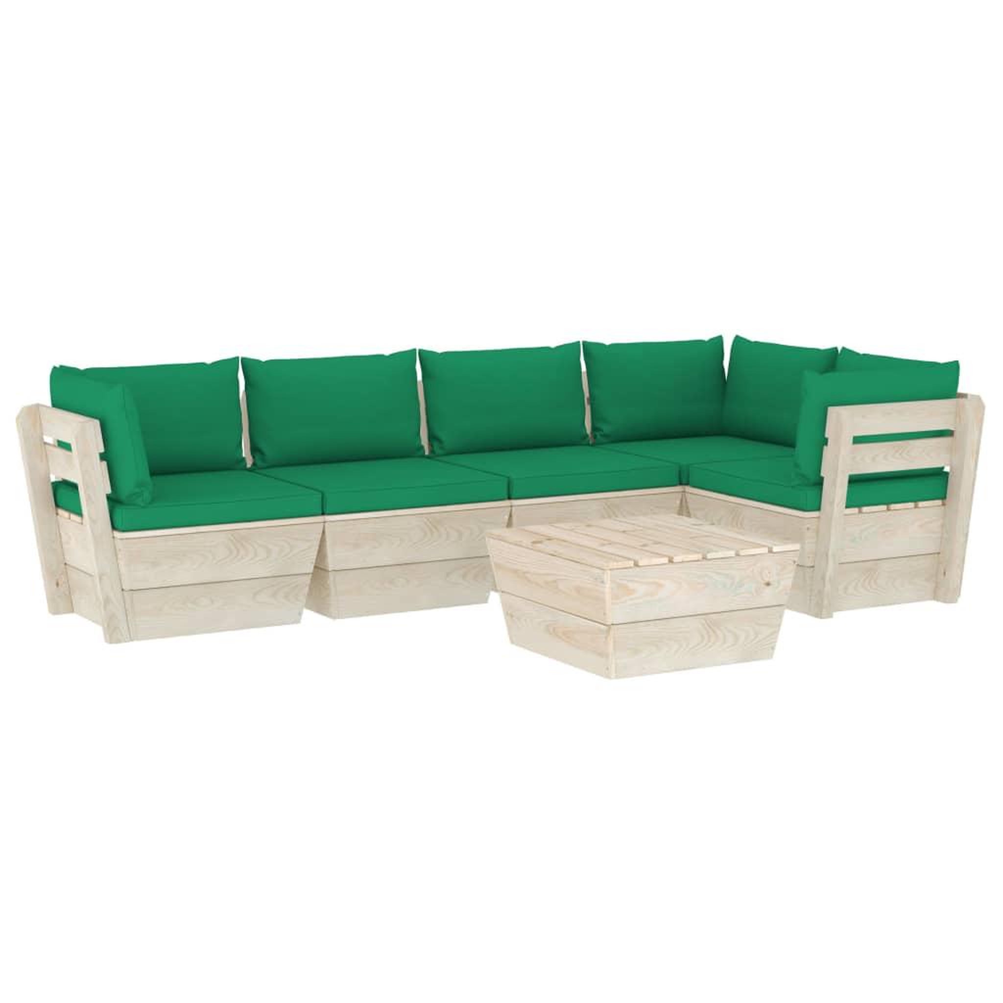 Voir la diapositive 2 : VIDAXL Salon de jardin palette 6 pcs avec coussins bois d'epicea