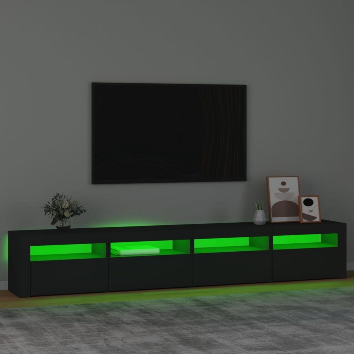 VIDAXL Meuble TV avec lumieres LED Noir 240x35x40 cm