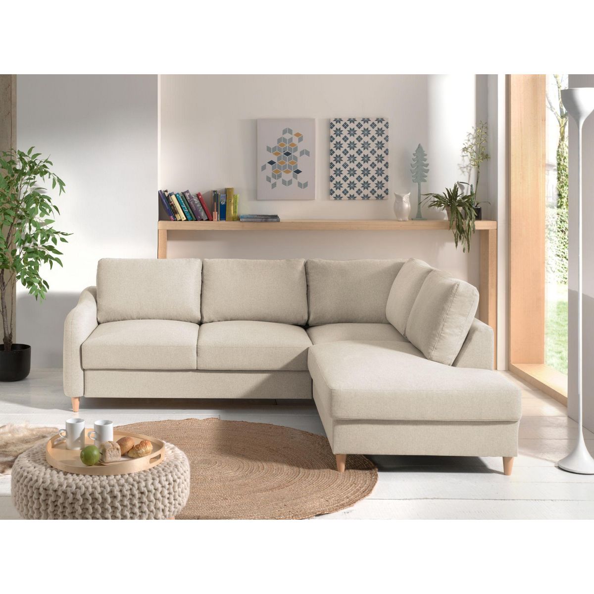 LISA DESIGN Will - canapé d'angle droit - convertible - 5 places - en tissu