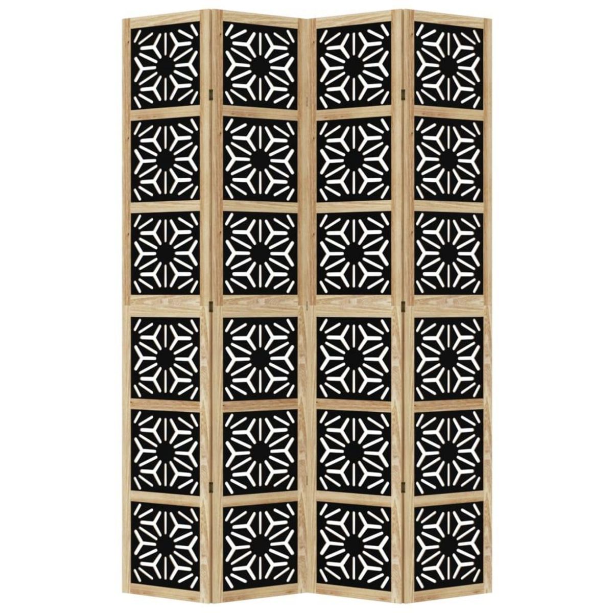 VIDAXL Cloison de separation 4 panneaux marron noir paulownia massif