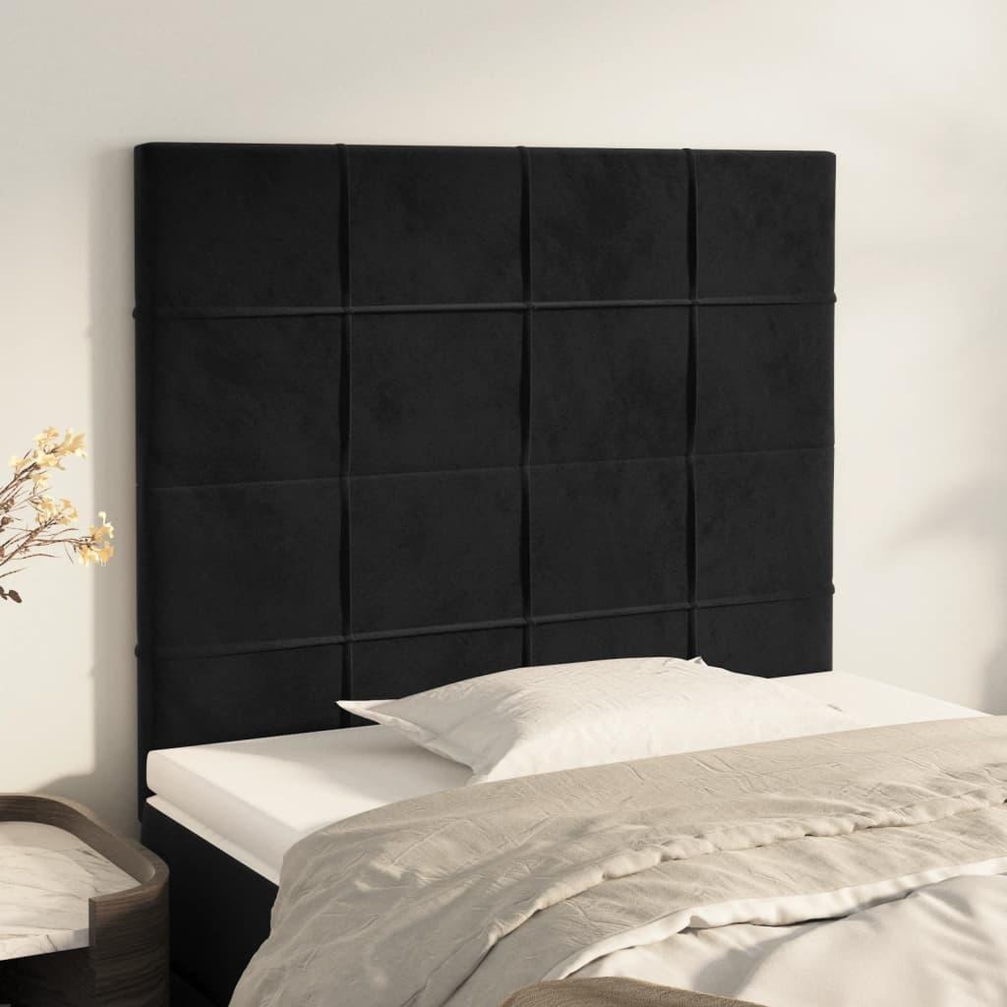 Voir la diapositive 1 : VIDAXL Tetes de lit 2 pcs Noir 100x5x78/88 cm Velours