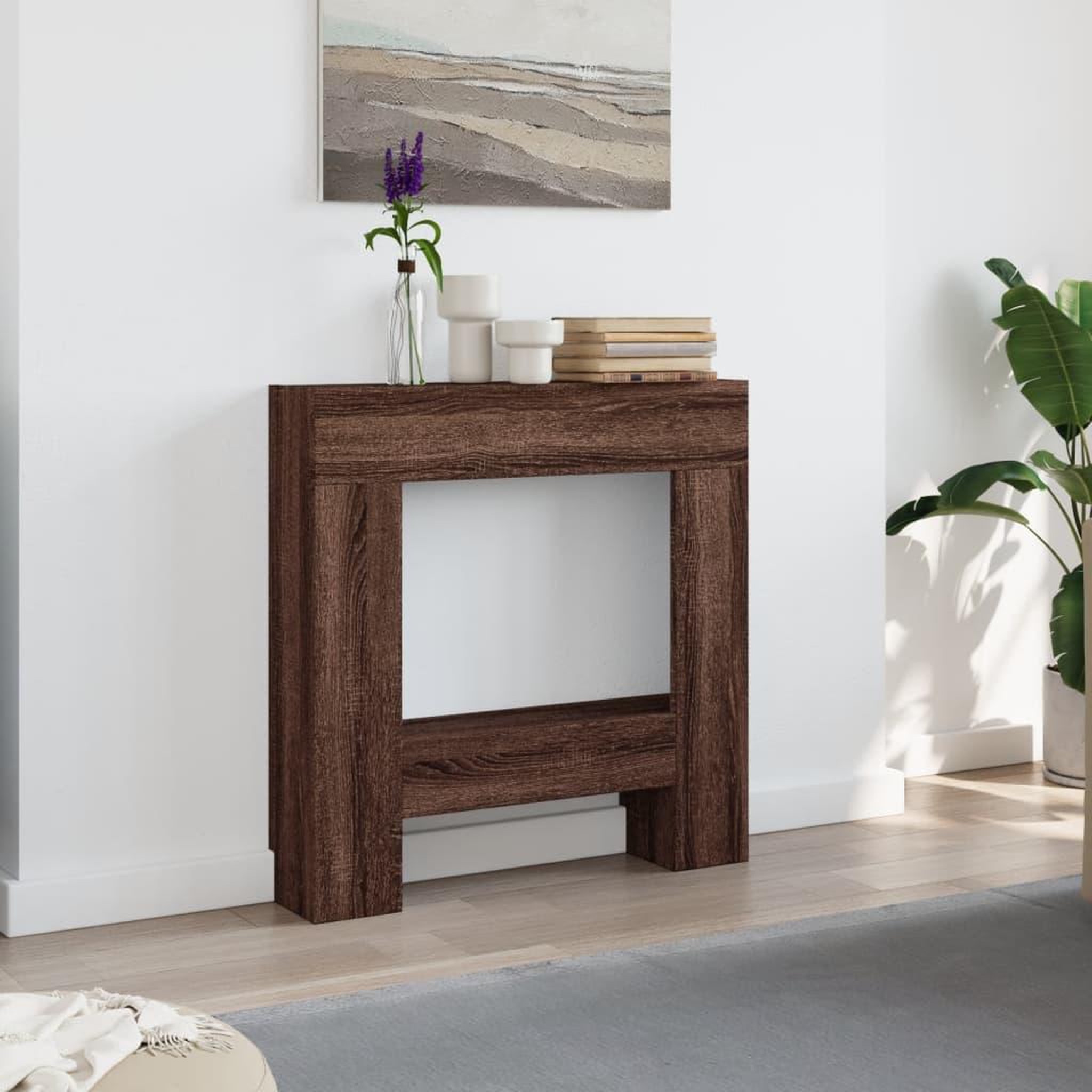 Voir la diapositive 3 : VIDAXL Cadre de cheminee chene marron 81x18x82 cm bois d'ingenierie