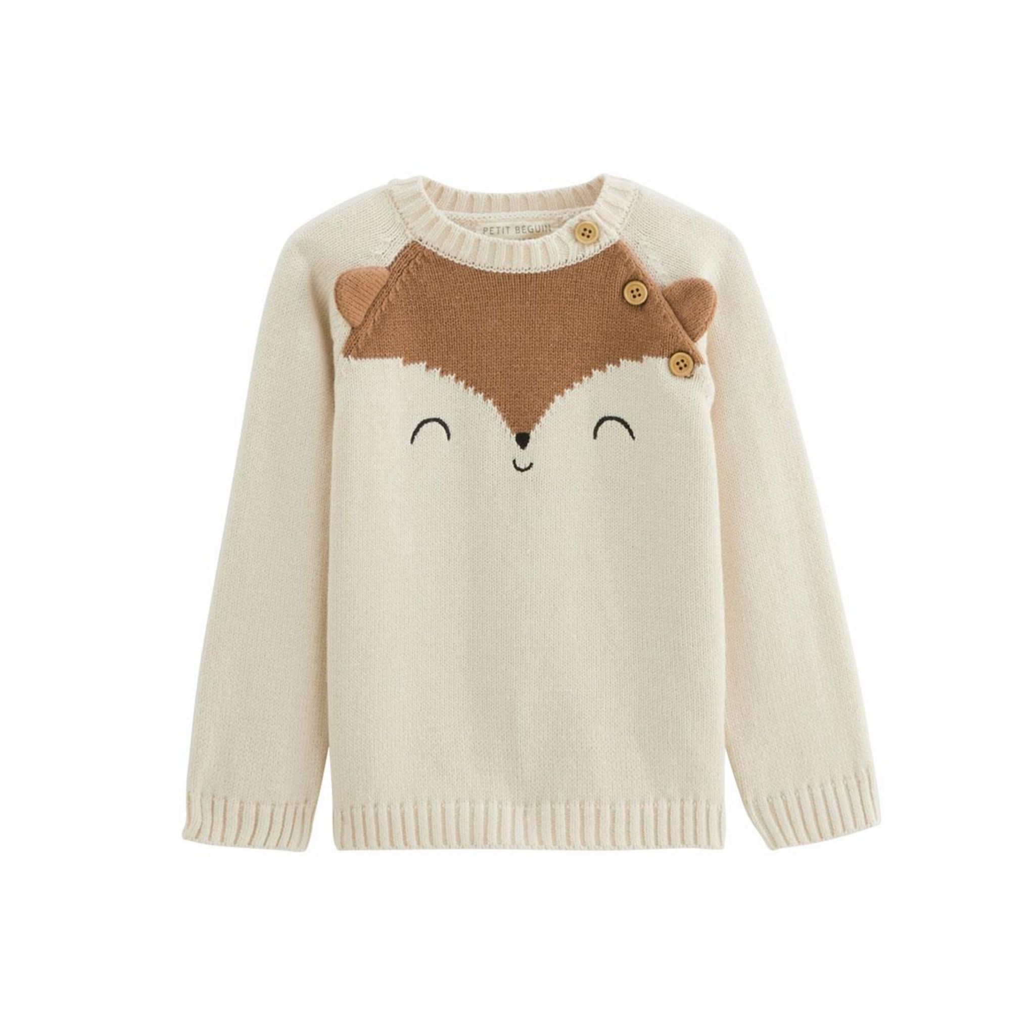 Ensemble Bébé Pull + Legging En Tricot Swan - Rose Et écru - Visage Brodé - 100% Coton - Taille élastiquée - 5