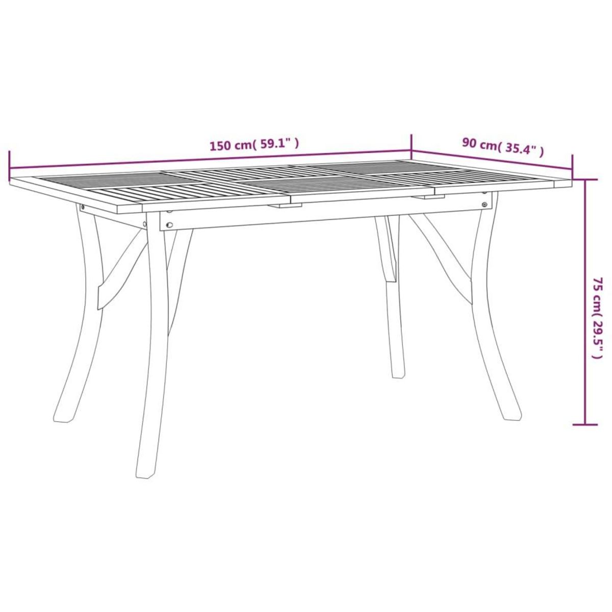 VIDAXL Table de jardin 150x90x75 cm Bois d'acacia solide