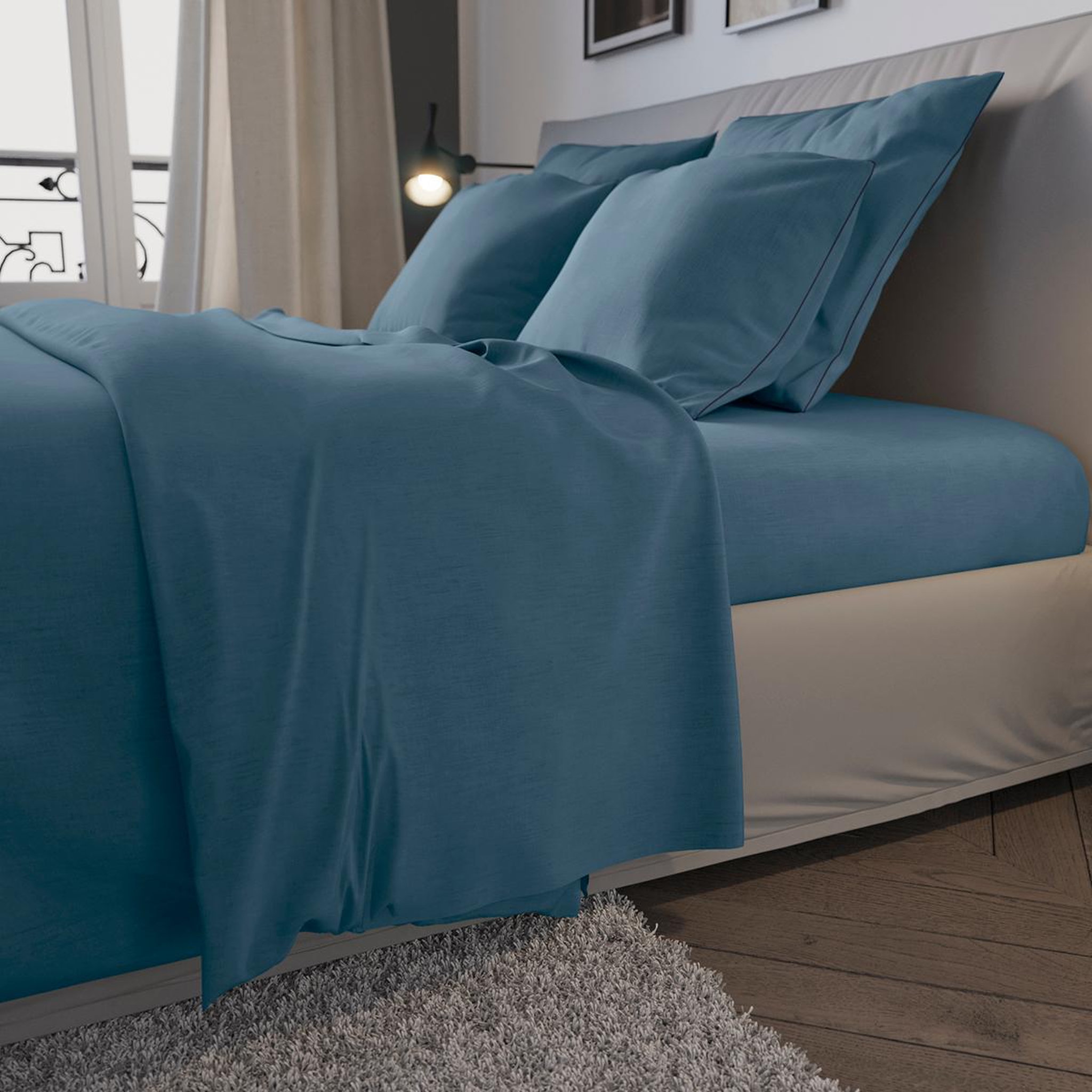 Voir la diapositive 2 : DODO Drap Housse Confort Jersey Coloris Denim