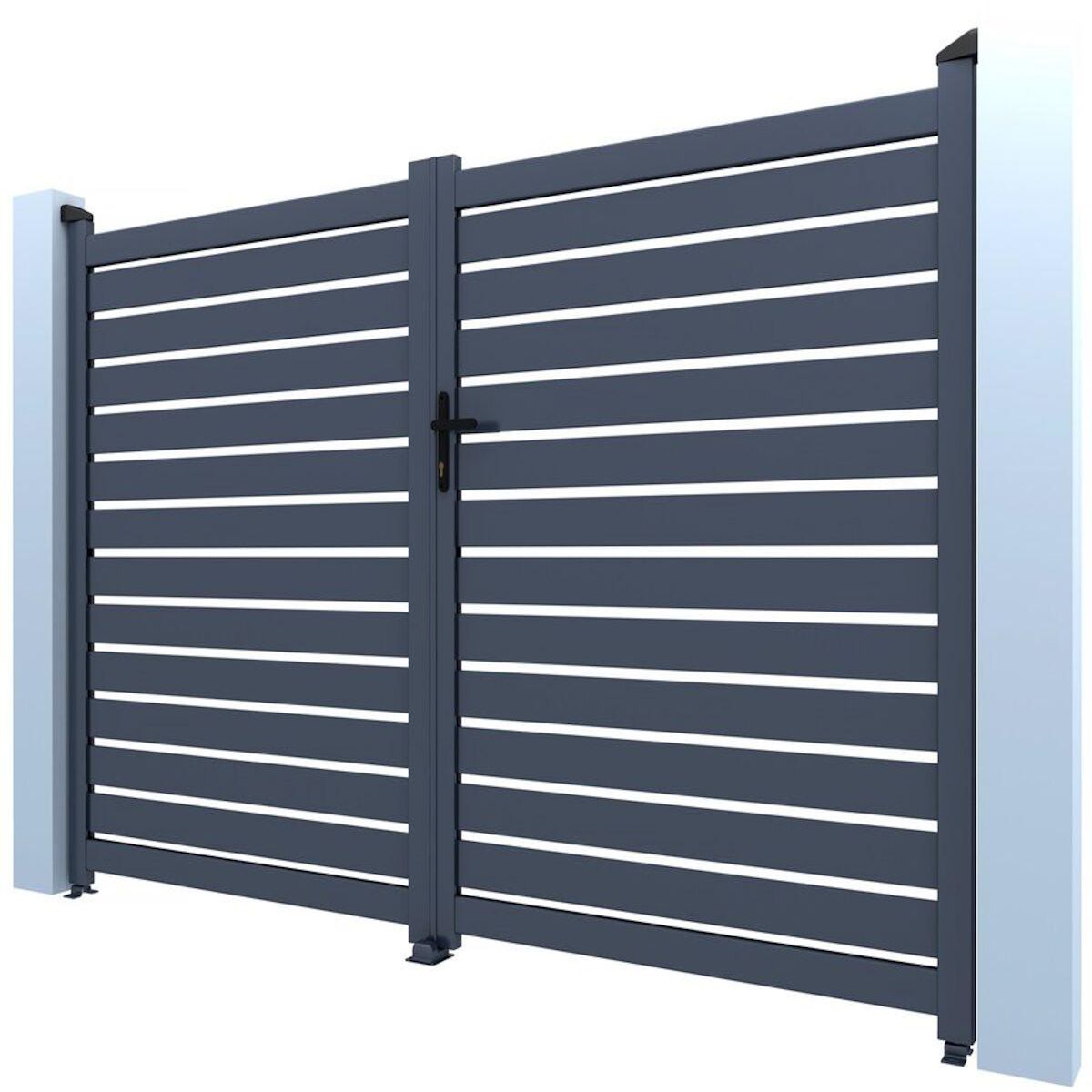 Habitat et Jardin Portail aluminium semi ajouré  Julien  - 300 x 120 cm - Gris