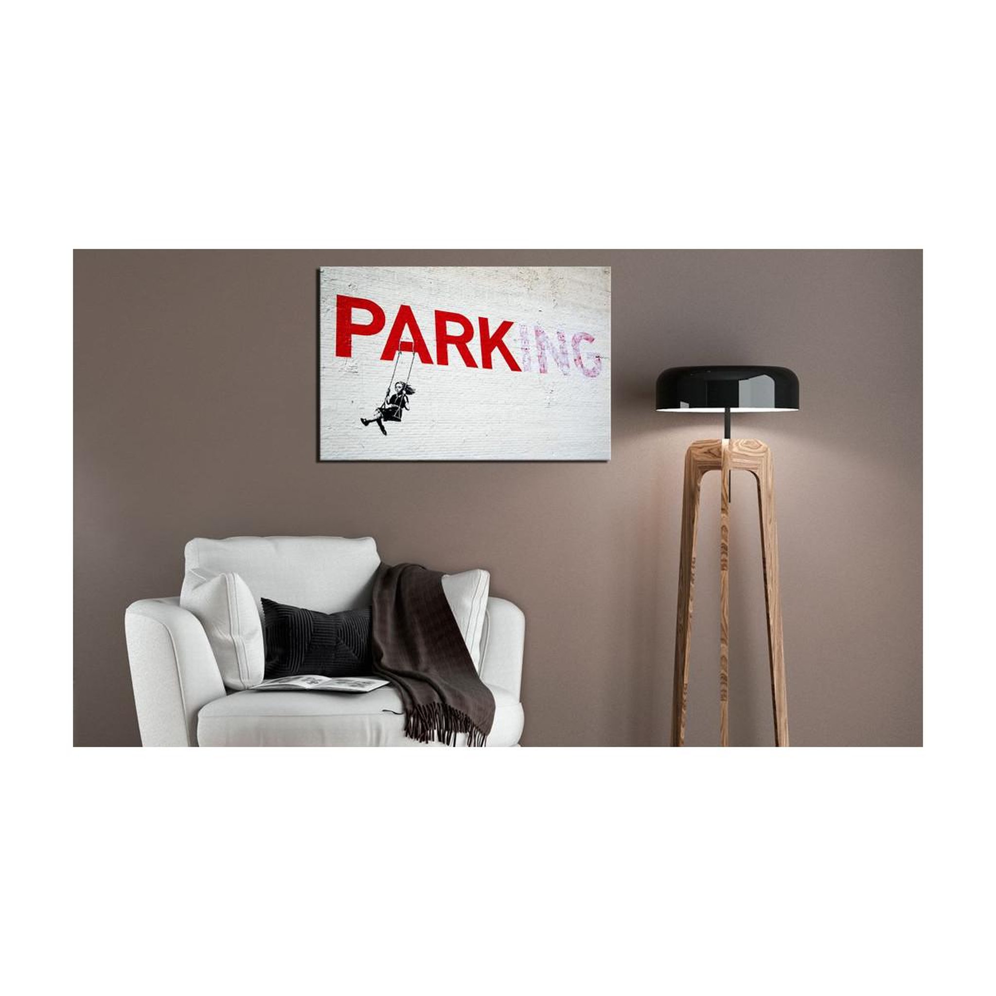 Voir la diapositive 2 : Paris Prix Tableau imprimé  parking girl swing - banksy
