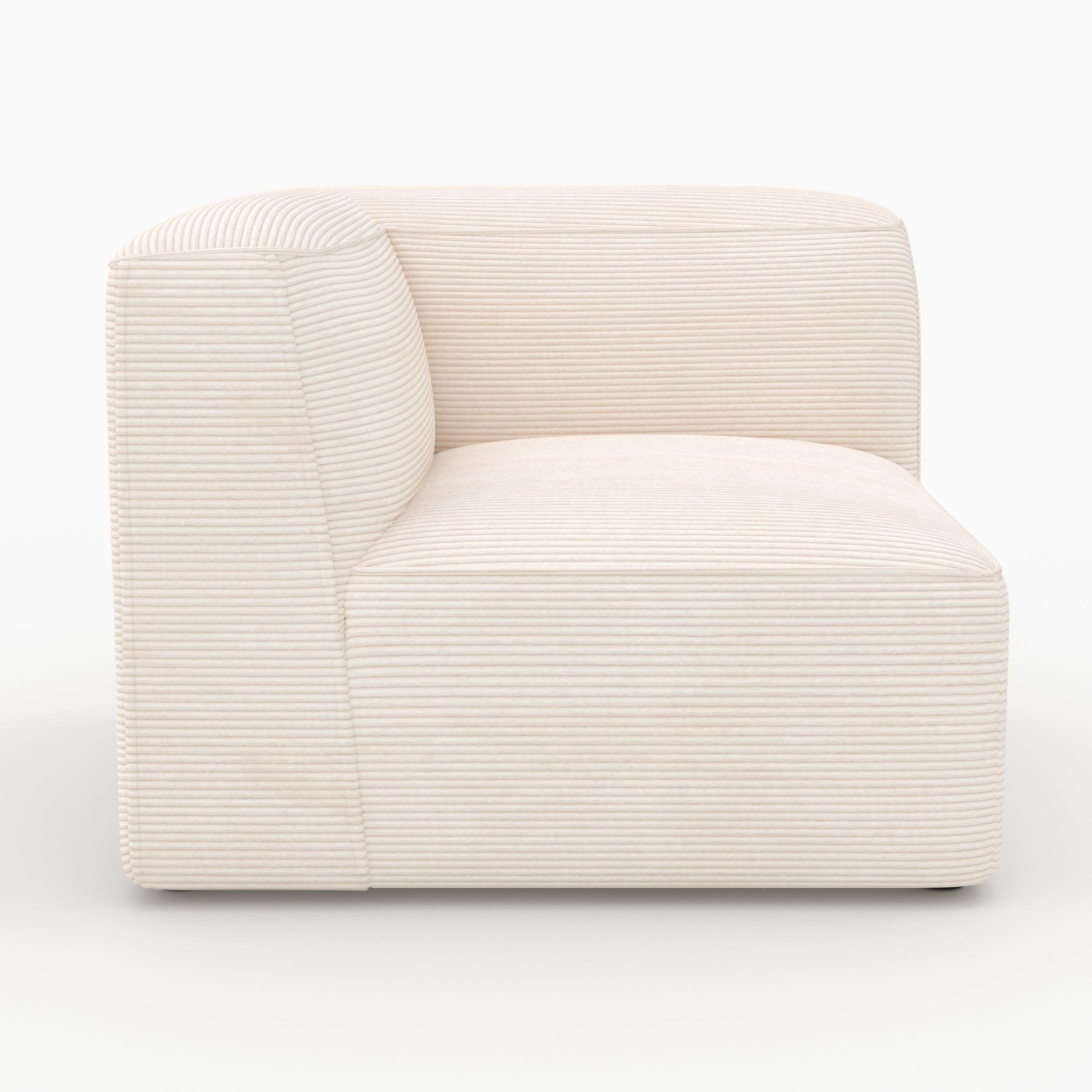 Voir la diapositive 2 : MAISON PAVANE Angle gauche pour canapé modulable en velours blanc cassé-mina