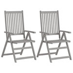 VIDAXL Chaises inclinables de jardin lot de 2 Gris Bois solide acacia