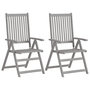 Voir la diapositive 1 : VIDAXL Chaises inclinables de jardin lot de 2 Gris Bois solide acacia