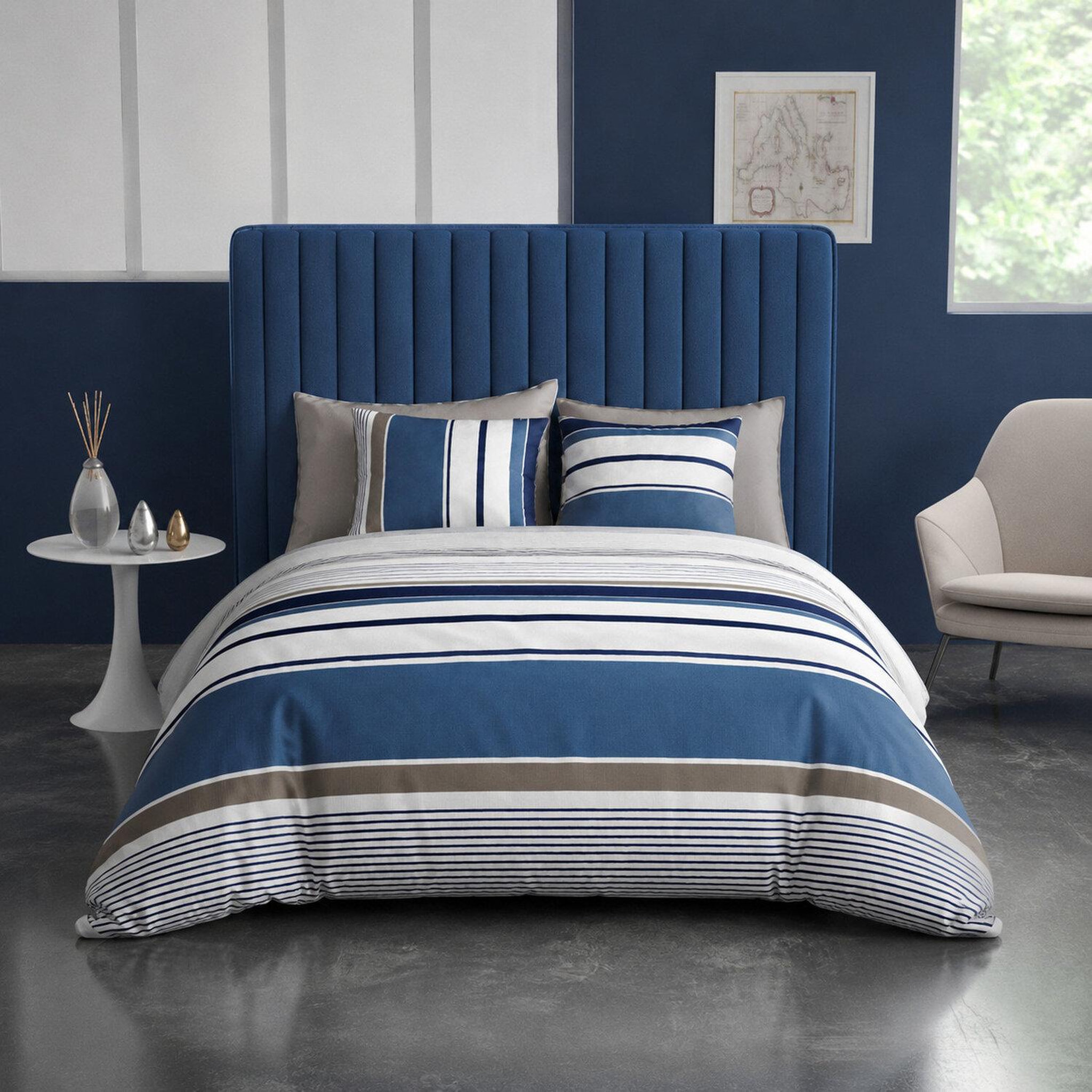 Voir la diapositive 1 : ATELIER DU COTON Parure housse de couette 100%coton 57fils belize