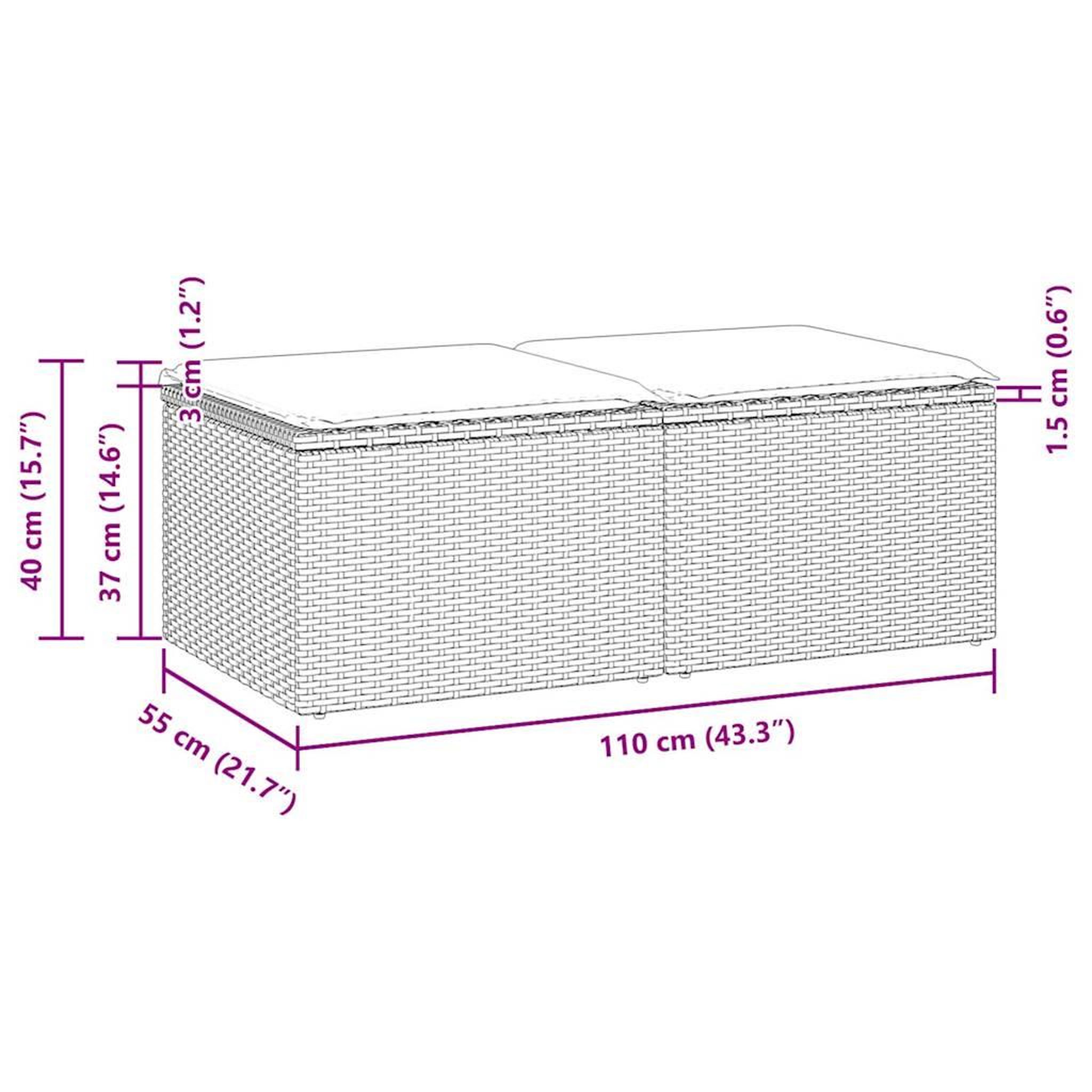 Voir la diapositive 6 : VIDAXL Salon de jardin avec coussins 2 pcs beige resine tressee acacia
