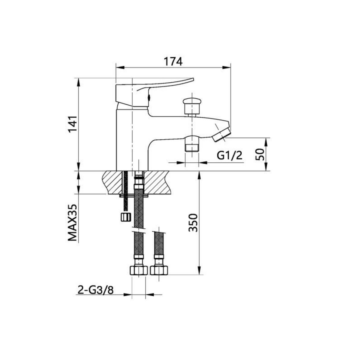 GARIS Mitigeur bain douche NOVA+ monotrou NF GARIS