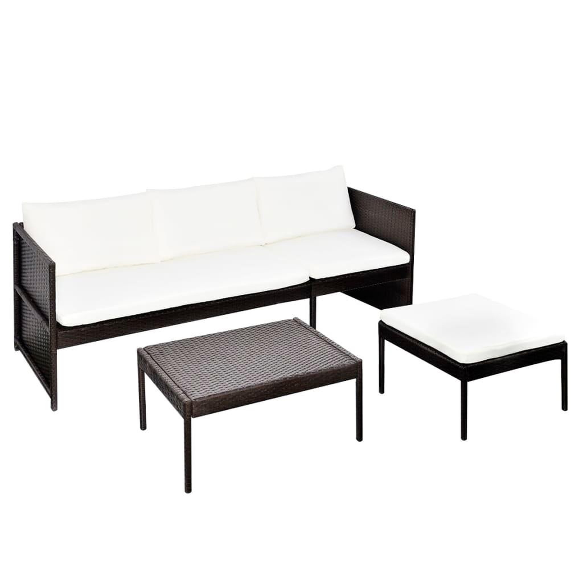 Voir la diapositive 3 : VIDAXL Salon de jardin 3 pcs avec coussins resine tressee marron