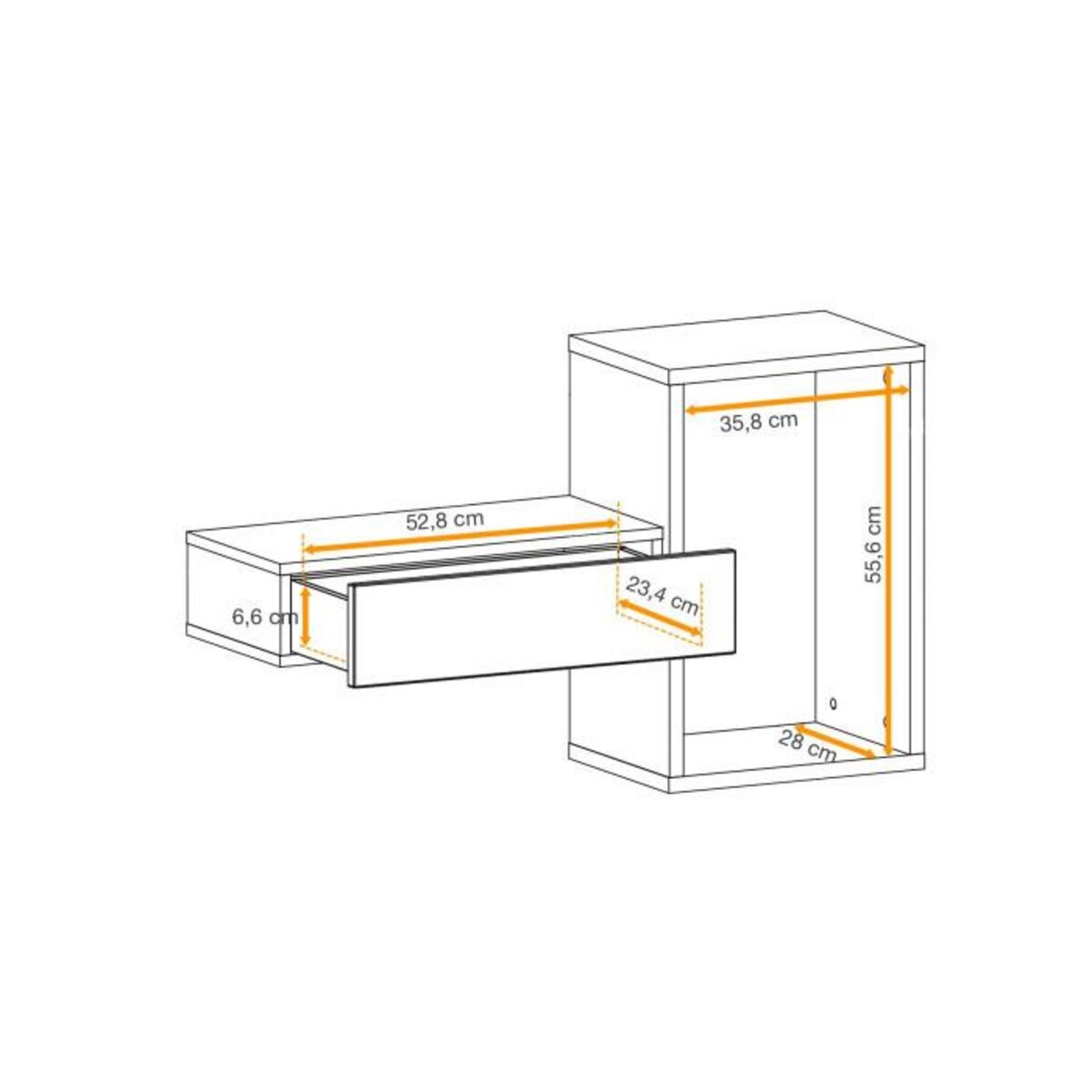 Paris Prix Étagère Murale & Tiroir Design  Easy  100cm Blanc