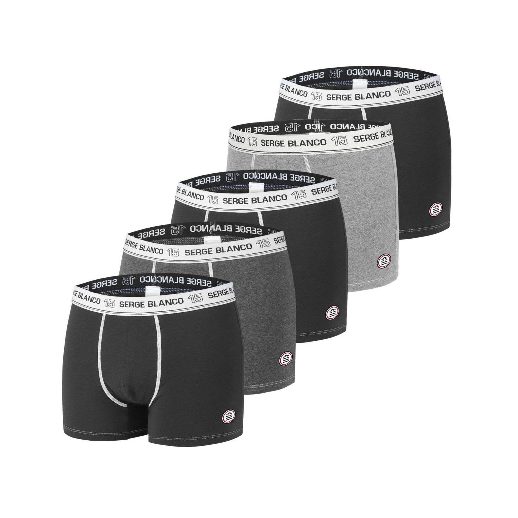 SERGE BLANCO Lot de 5 boxers homme en coton Class. Coloris disponibles : Gris