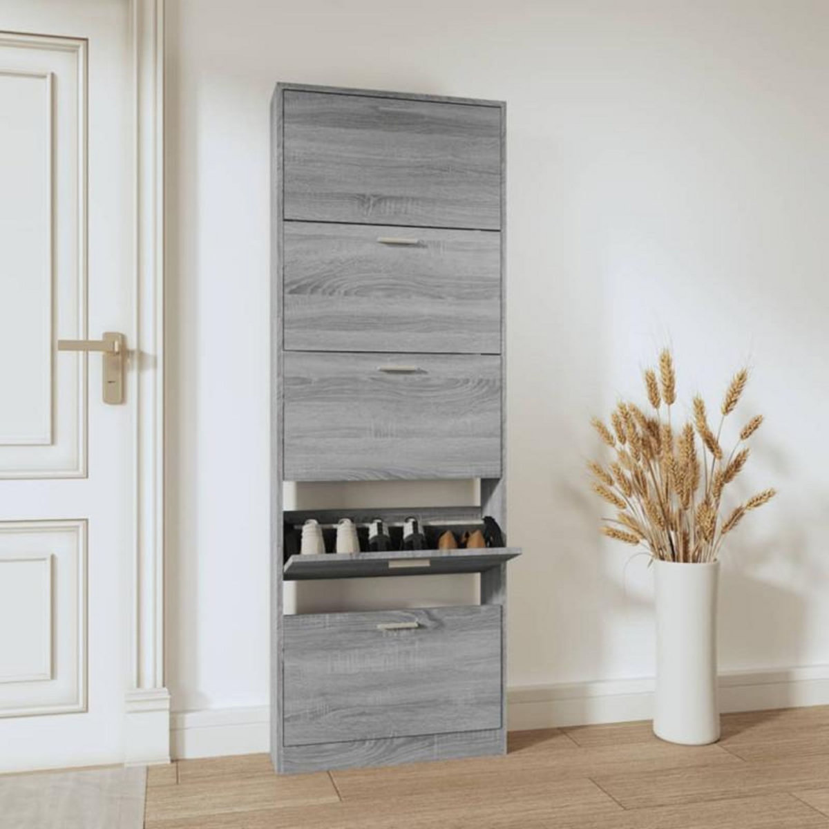VIDAXL Armoire à chaussures Sonoma gris 59x17x169 cm Bois d ingénierie