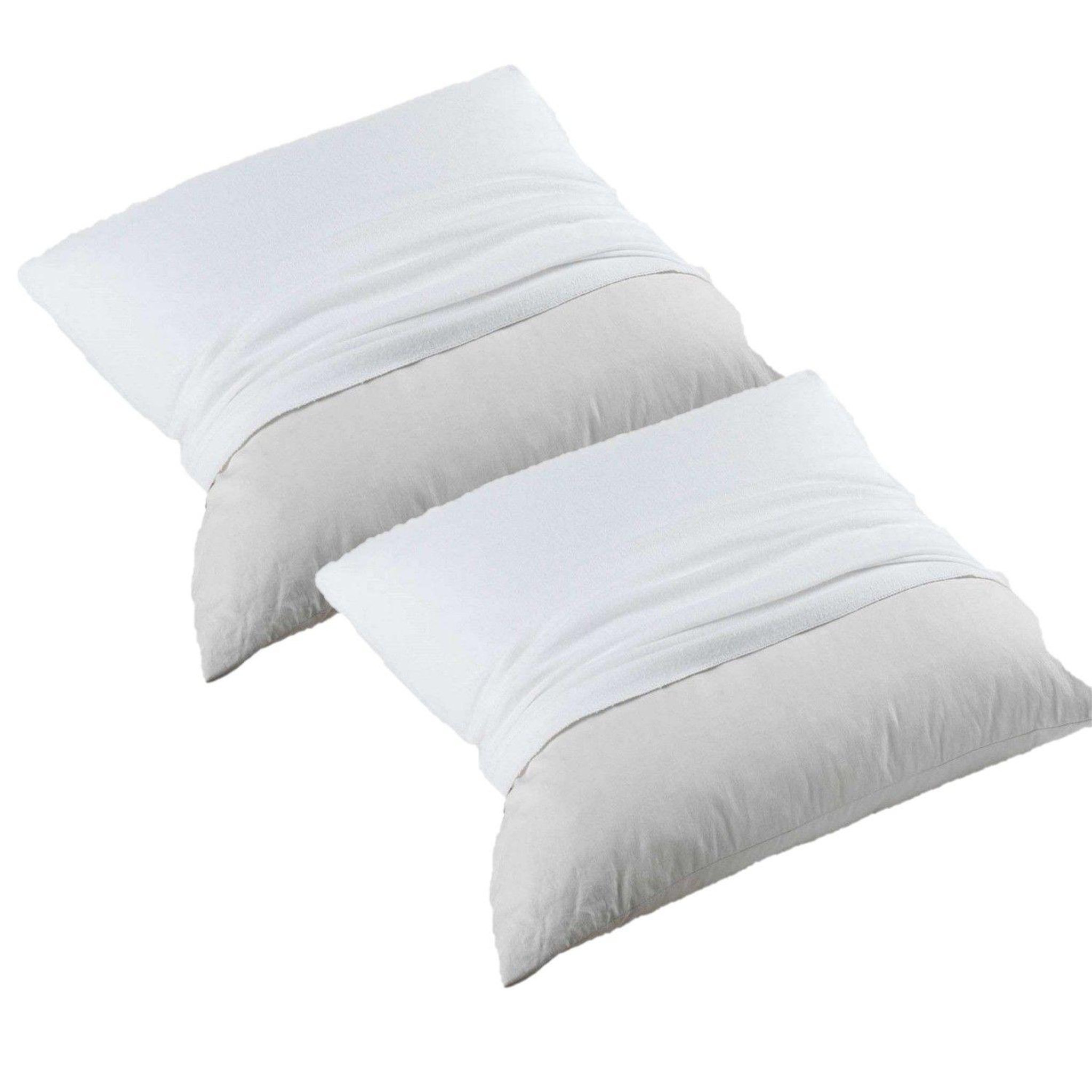TOILINUX Lot de 2 - protège oreiller - molleton 100% coton - 65 x 65 cm - blanc