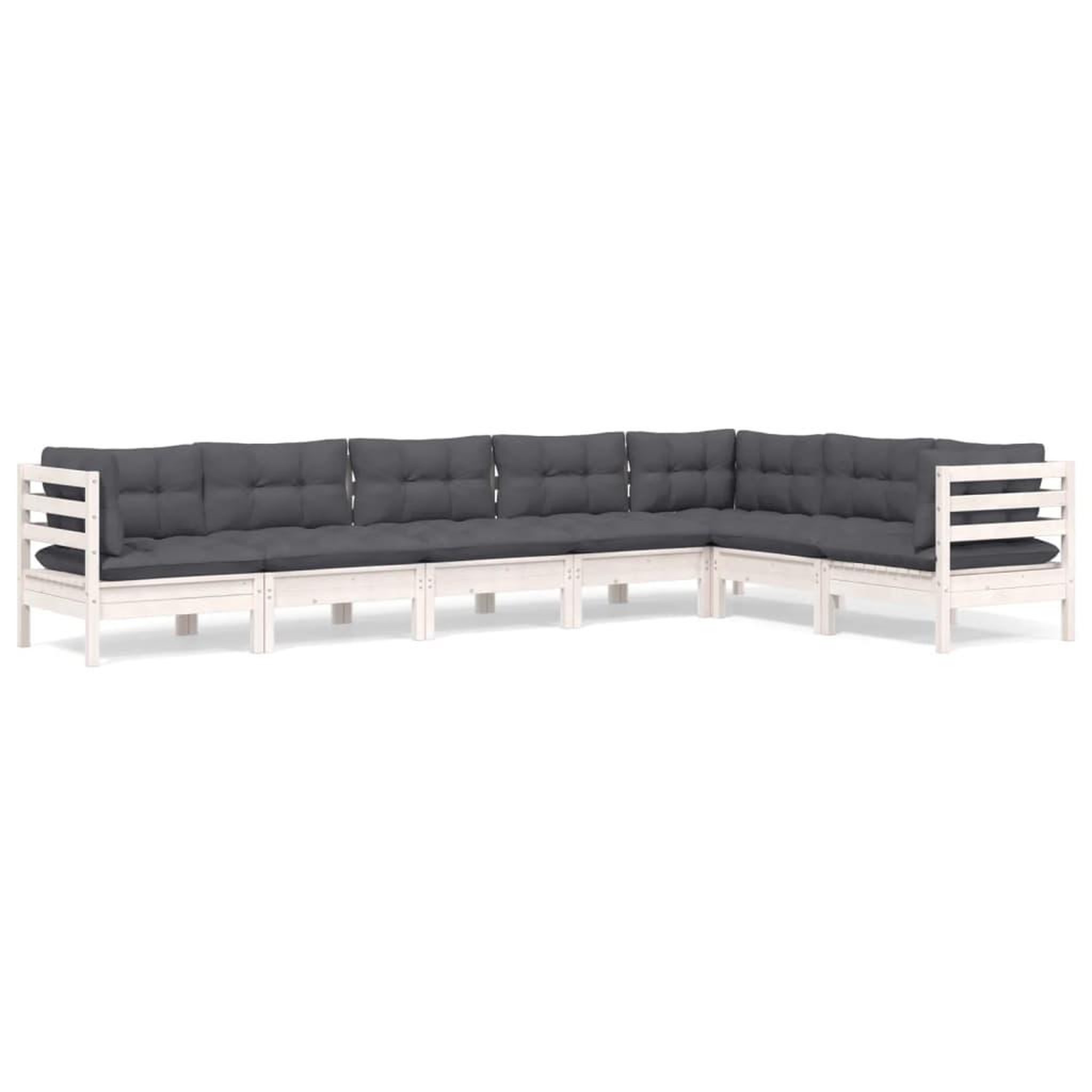 Voir la diapositive 2 : VIDAXL Salon de jardin 7 pcs avec coussins blanc bois de pin massif