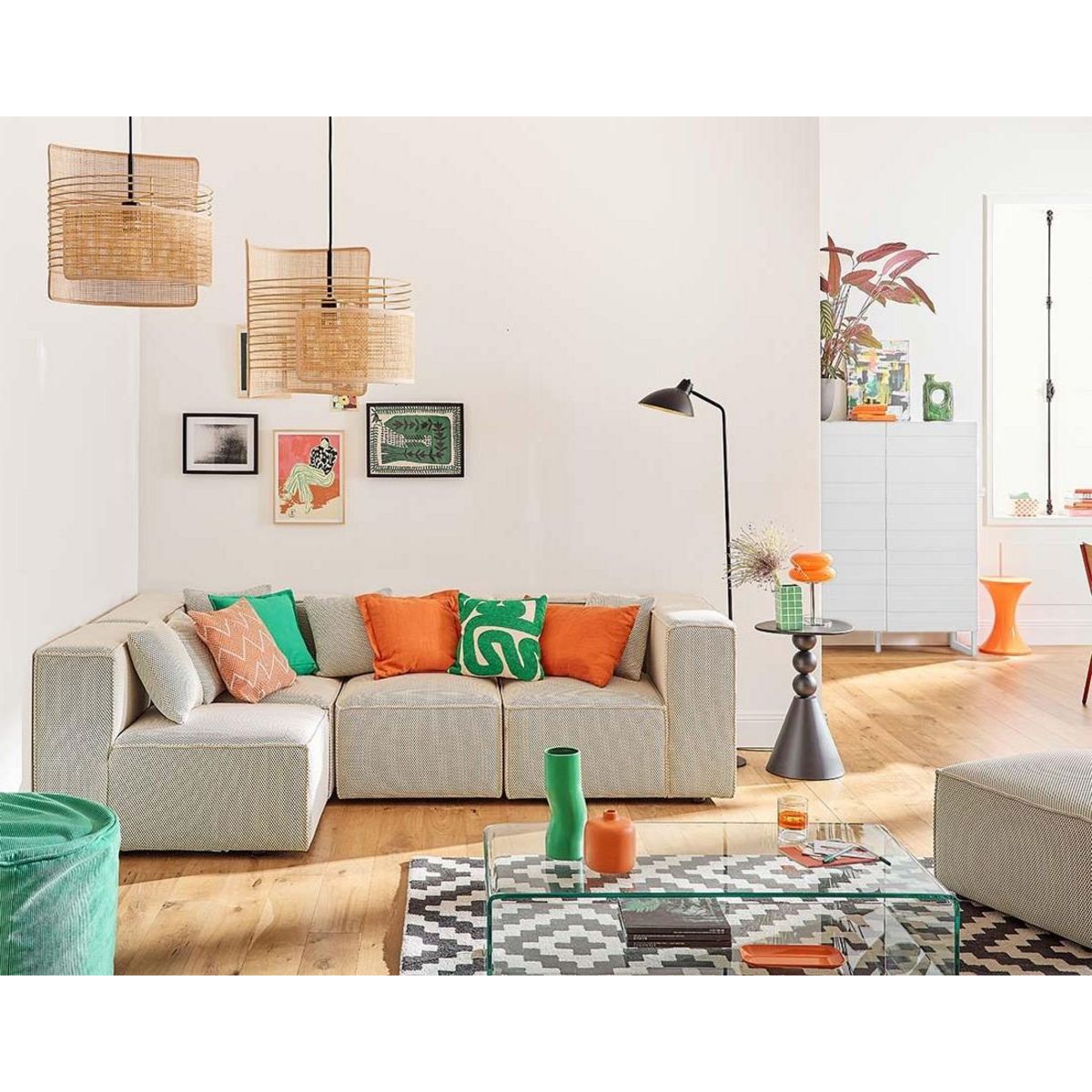 LISA DESIGN Arty - canapé modulable d'angle gauche 5 places - en tissu mailles 3d