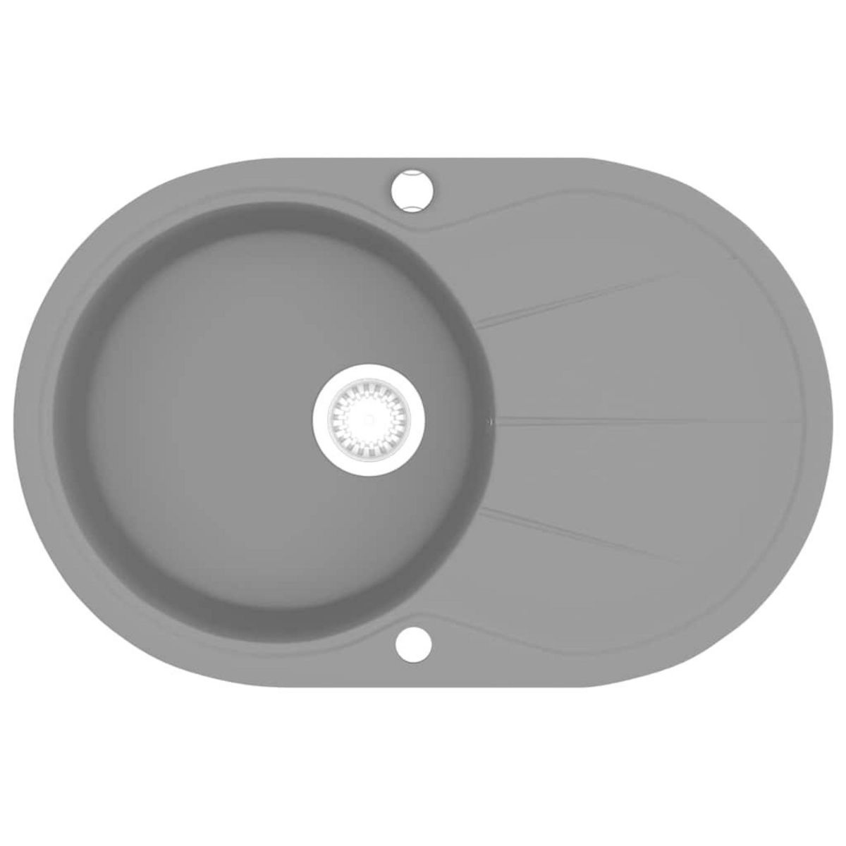 VIDAXL Evier de cuisine en granit Bac unique Ovale Gris