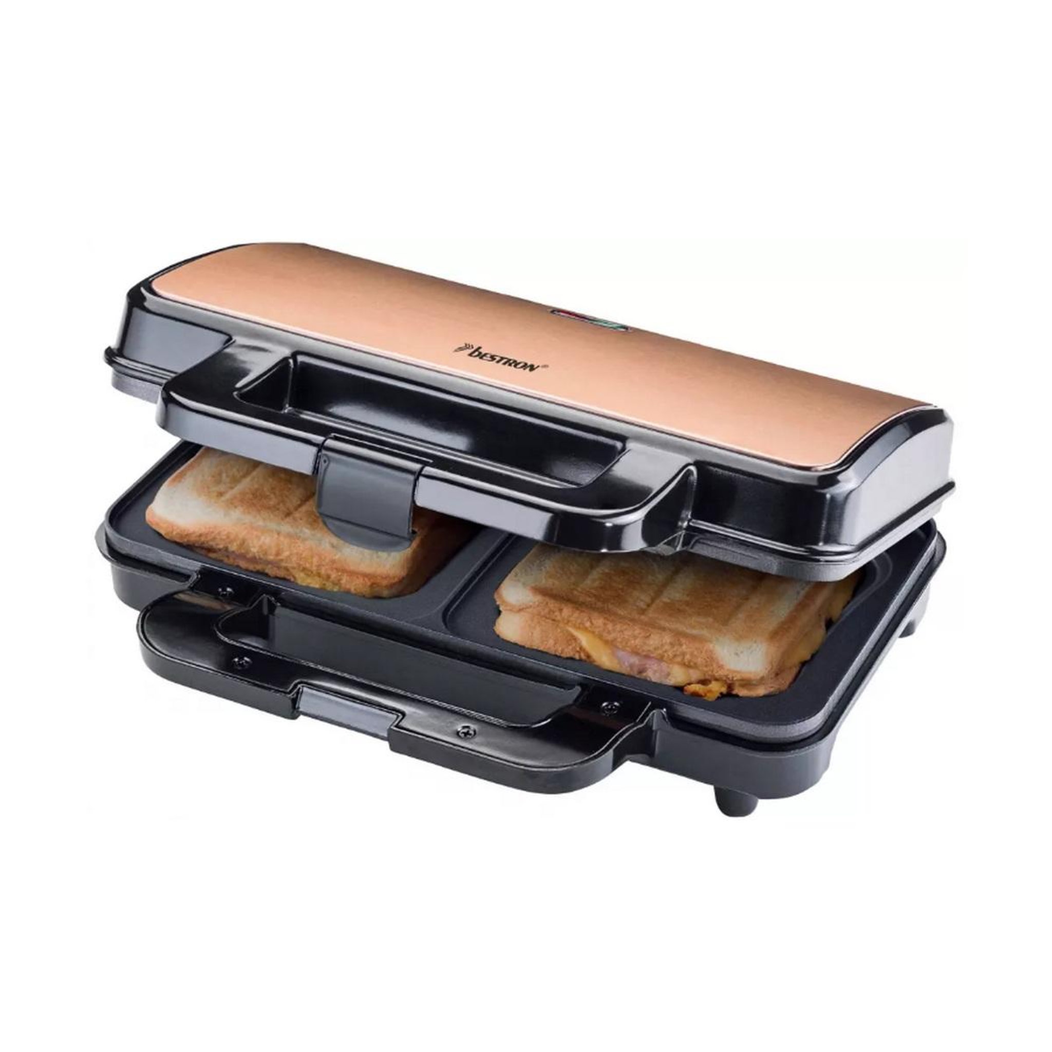 Voir la diapositive 3 : Bestron Appareil à croque monsieur 900w cuivre - ASM92XLCO