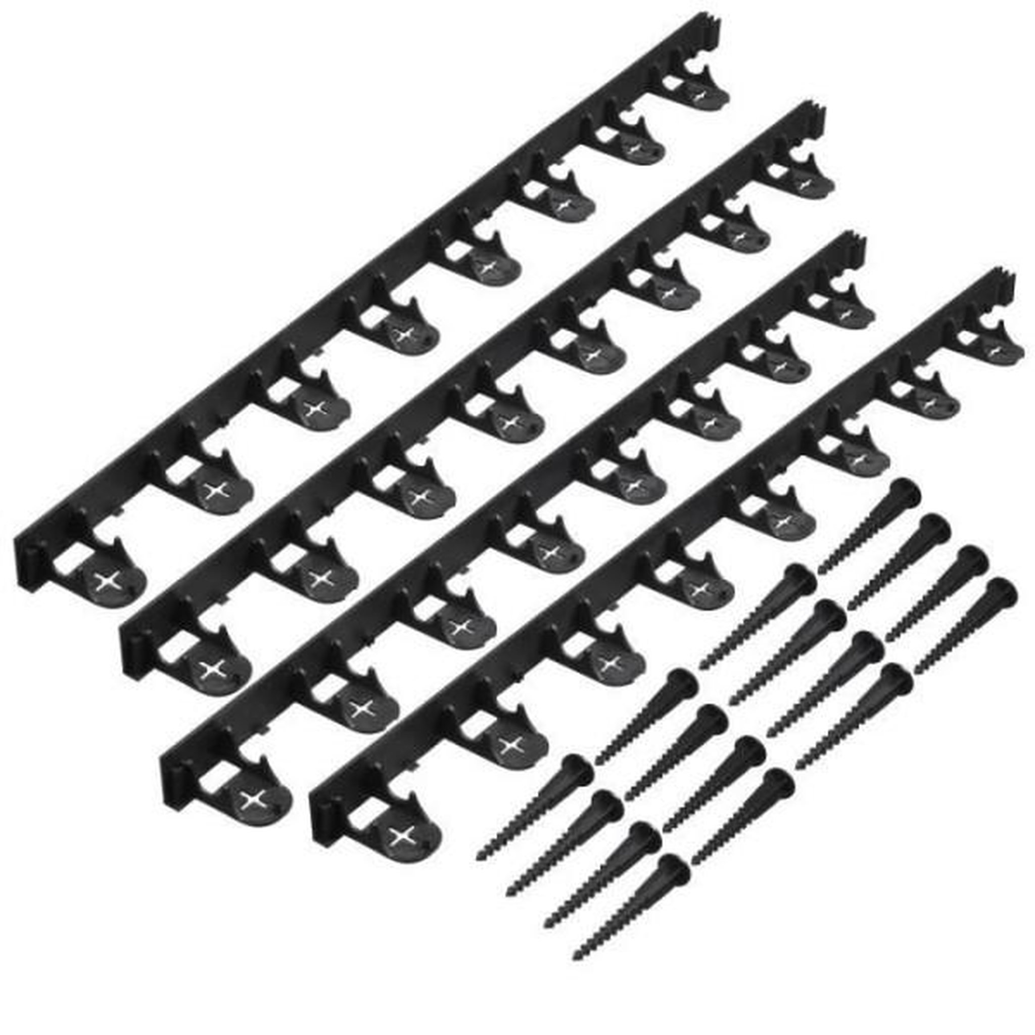 NATURE NATURE Bordure a gazon en polypropylene et polyéthylene - 16 ancres - H 4,5 x (4 x L100) cm - Noir
