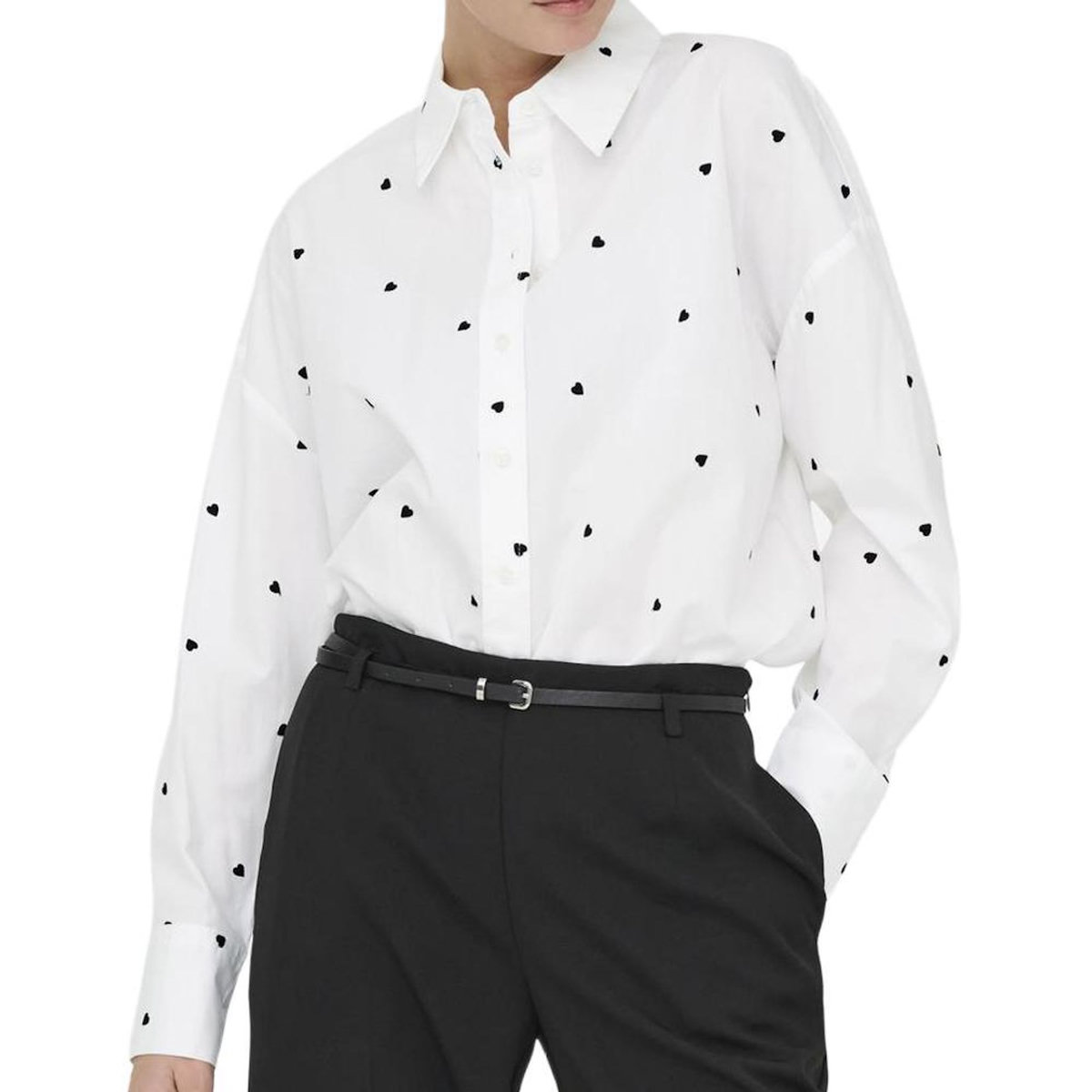 JACQUELINE DE YONG Chemise he Brodés Cœur Noir Femme  JDY Nelly