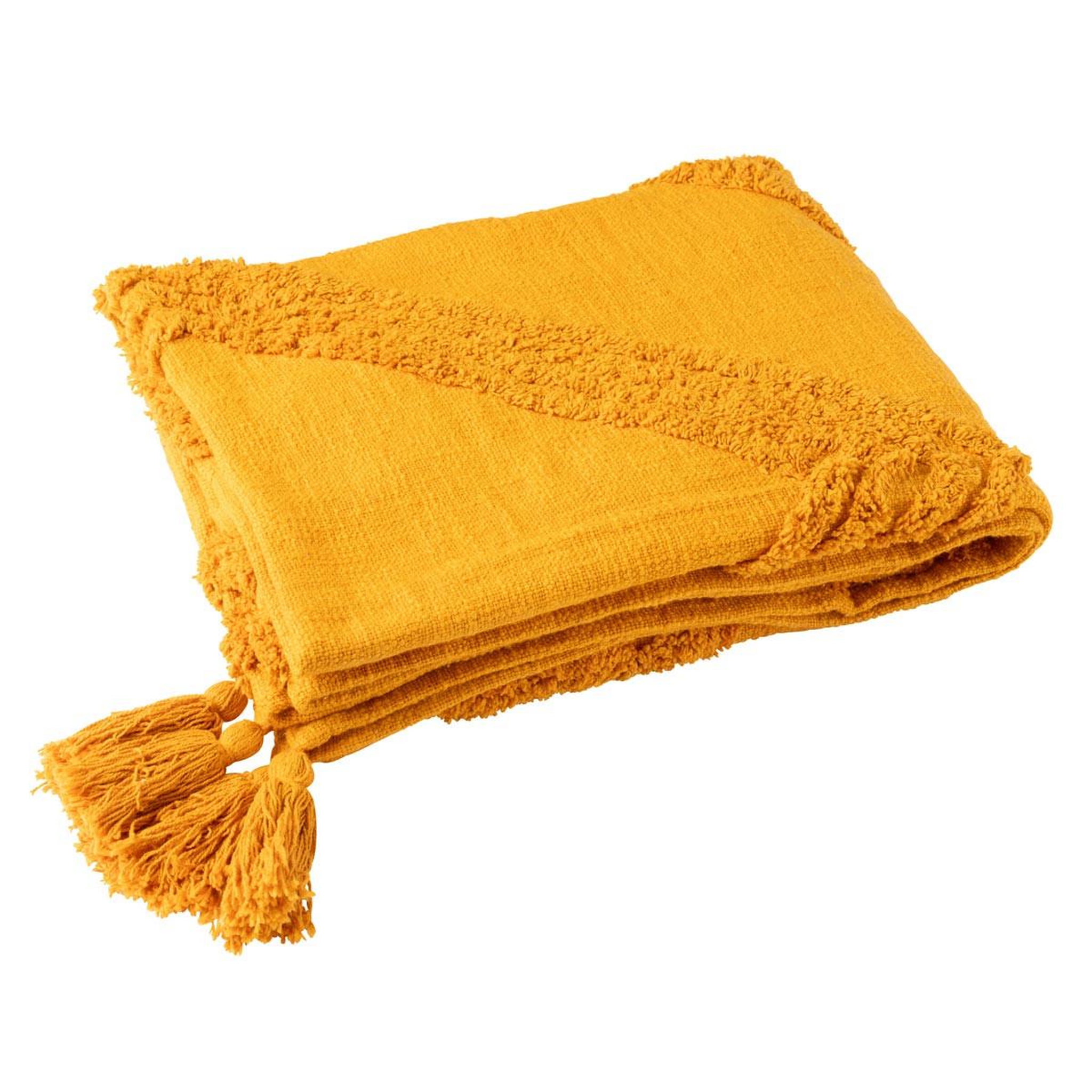 J-LINE Plaid tufté  efren  130x180cm ocre