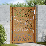 VIDAXL Porte de jardin acier resistant aux intemperies design feuilles