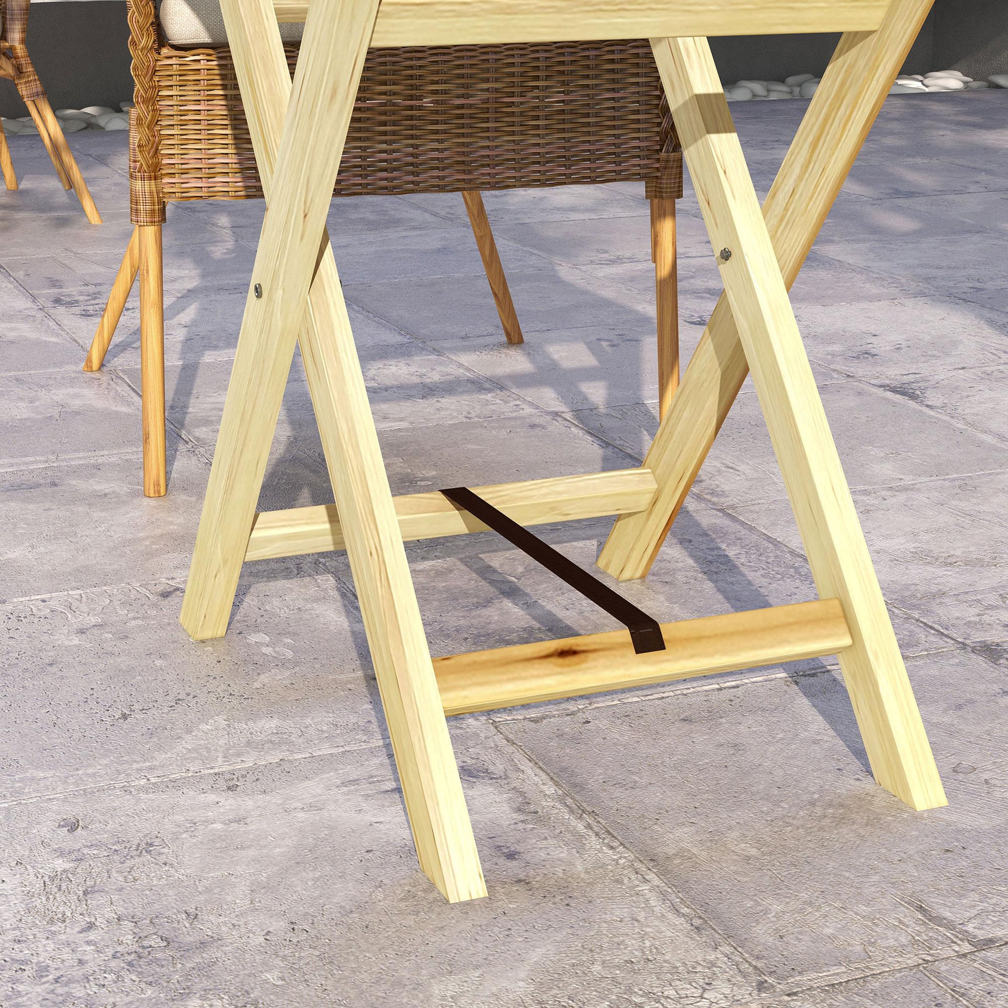 Voir la diapositive 4 : OUTSUNNY Table de jardin style naturel cosy - dim. 68L x 44l x 75H cm - bois sapin verni